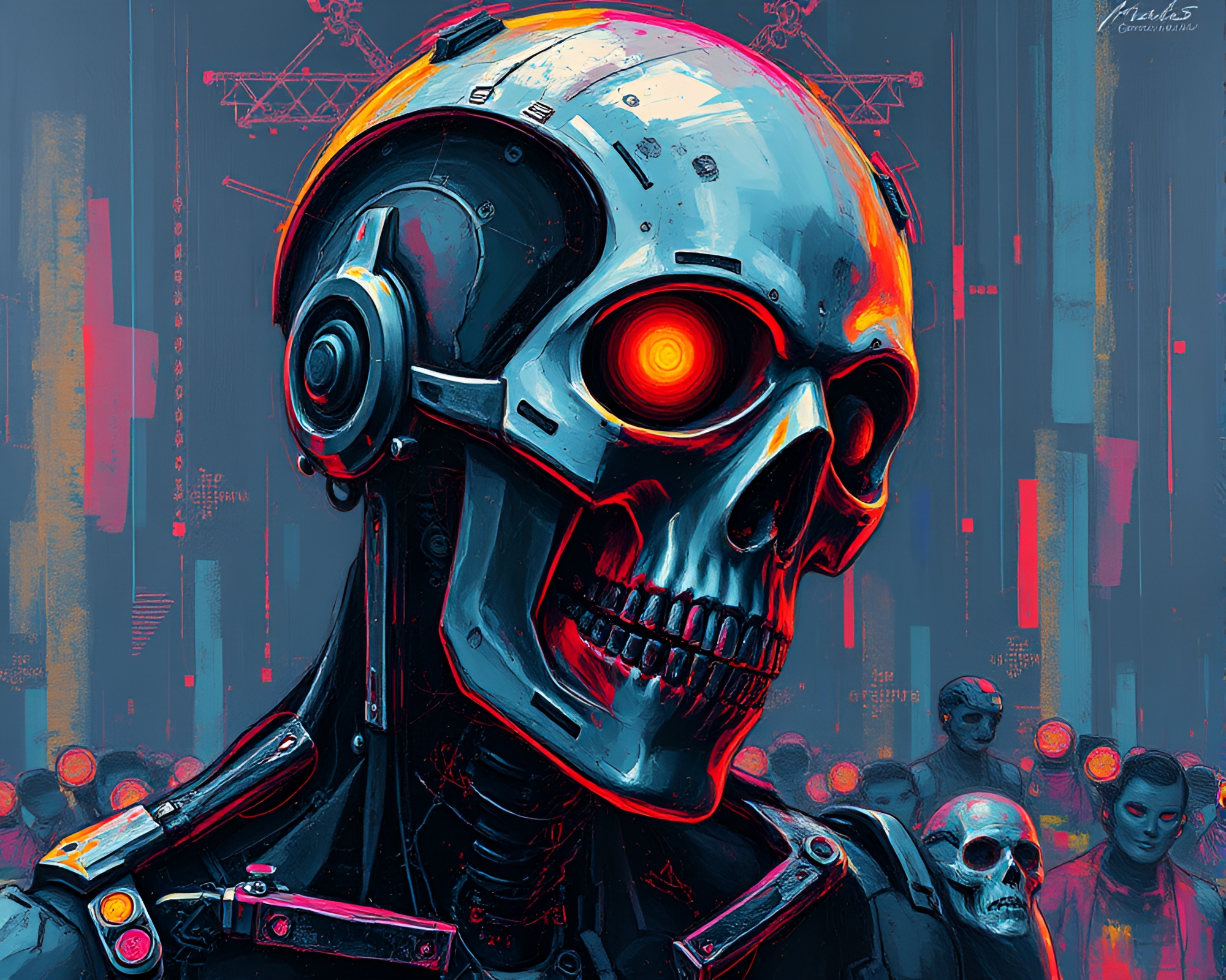 Cybernetic Necromancy: A Digital Portrait of Darkness – free AI stock image