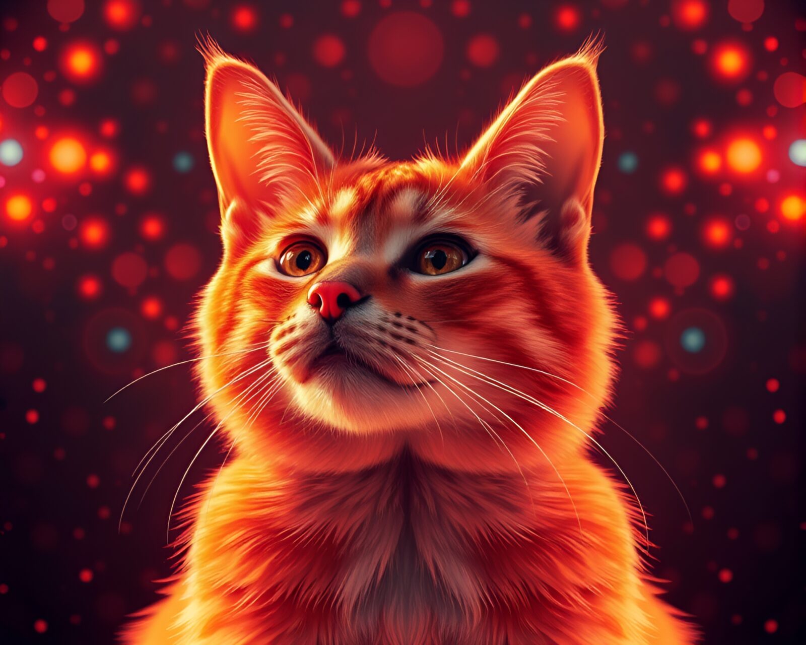 Fantastical image of symmetrical holographic pet glowing orange.