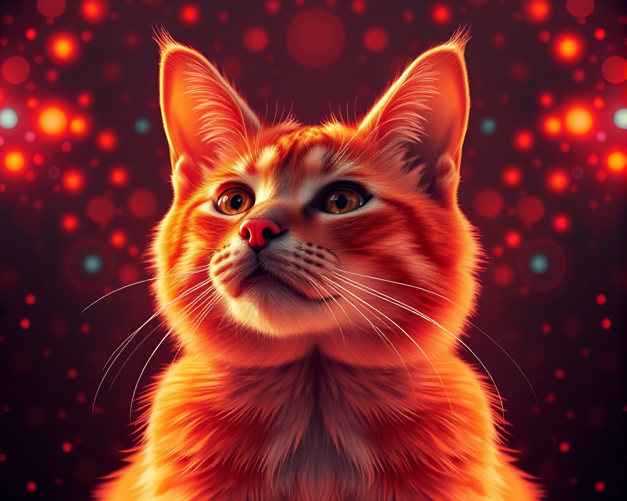 Symmetrical Manga Style Holographic Pet in Burnt Orange Light – free AI stock image