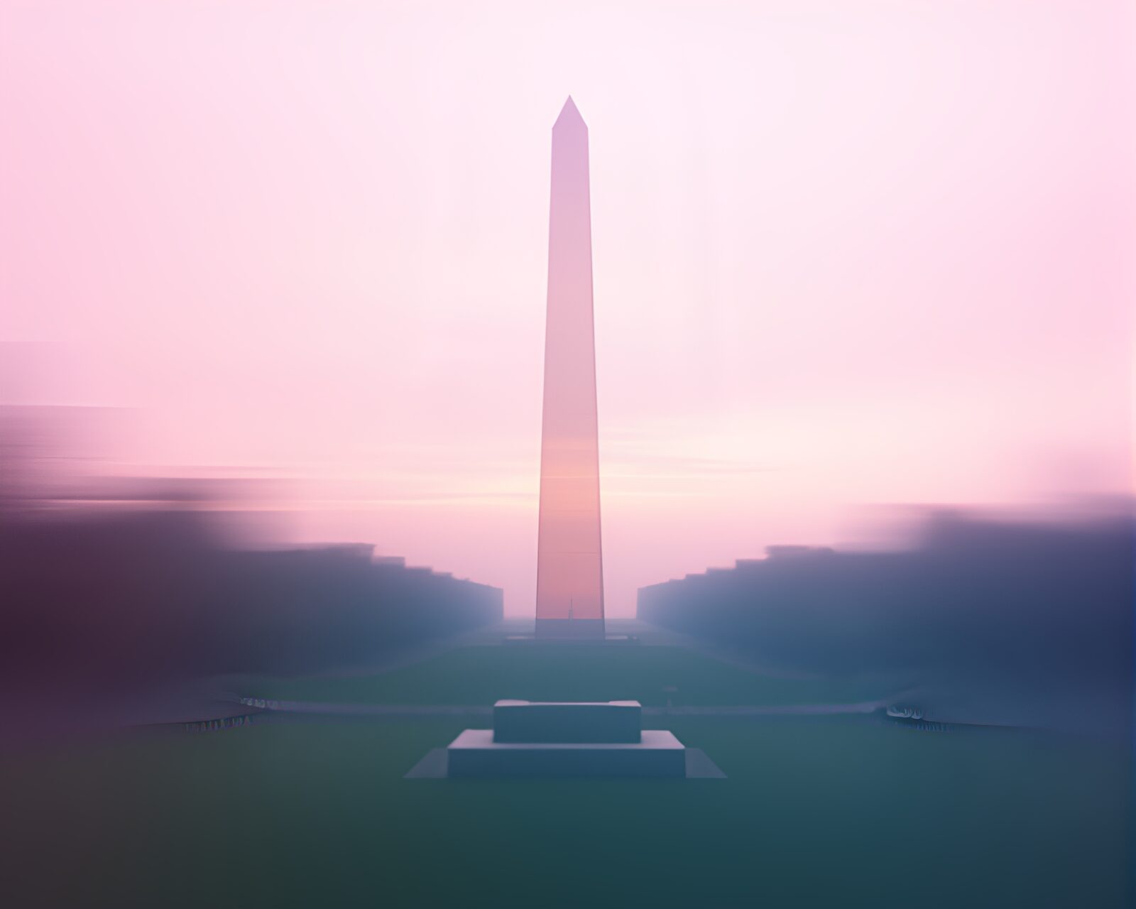Dreamy cinemagraph of pastel obelisk reflected in distorted glass