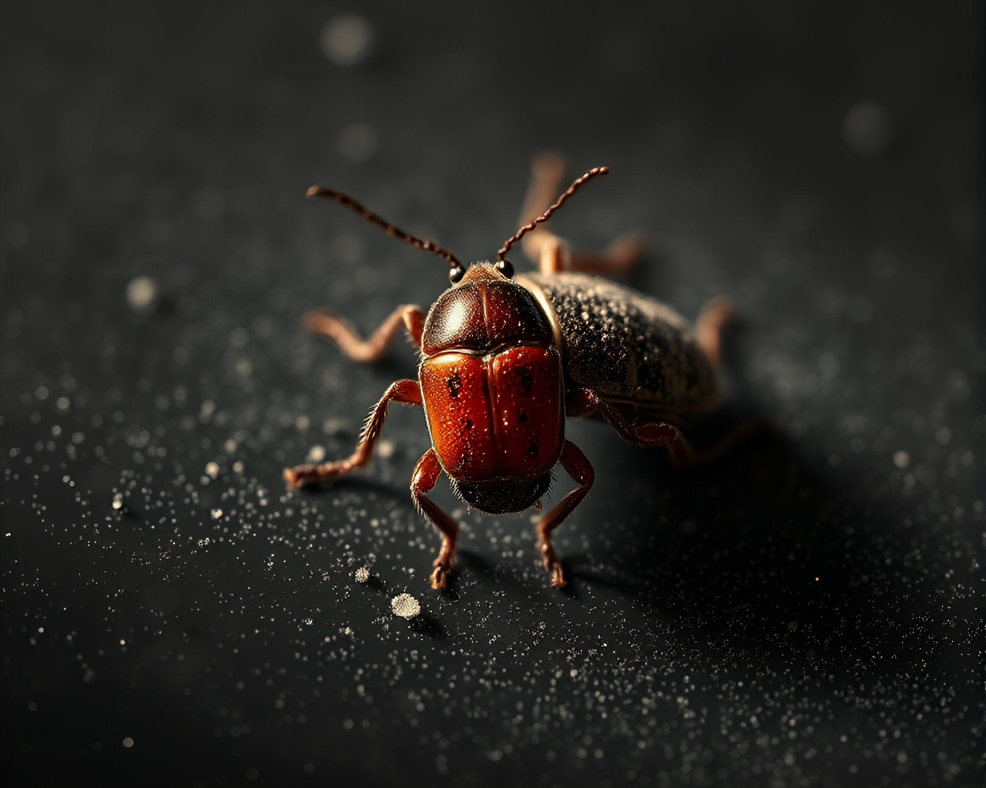 Duochrome Beetle Bathed in Dust Motes Close-Up – free AI stock image