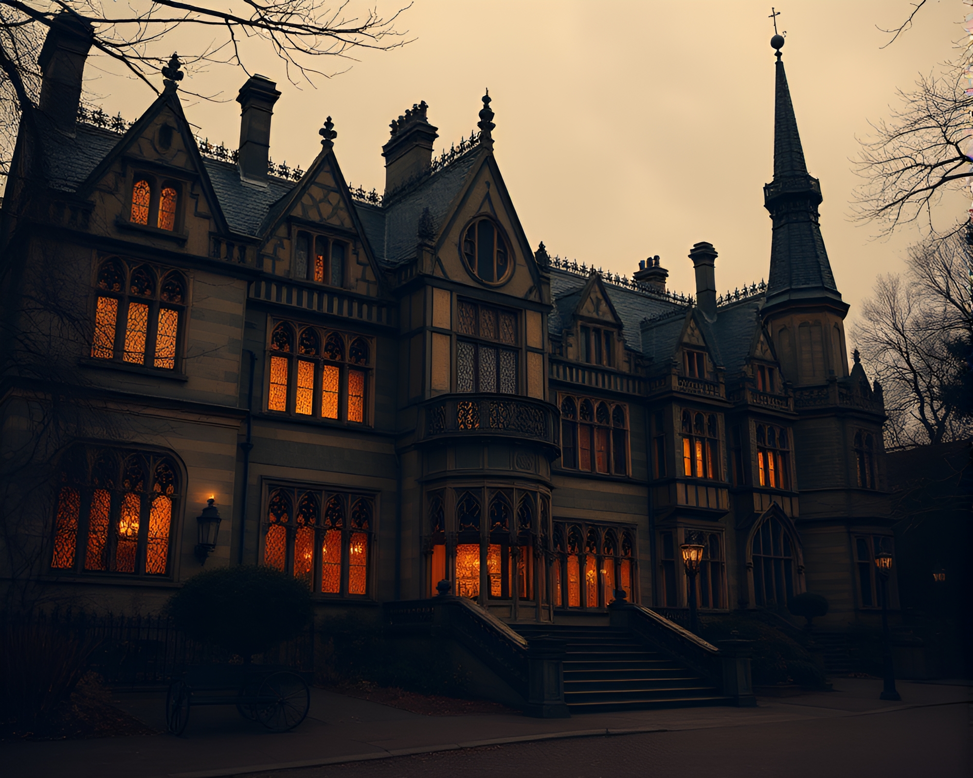 Bronze Patina in Neo-Gothic Candlelit Mansion – free AI stock image