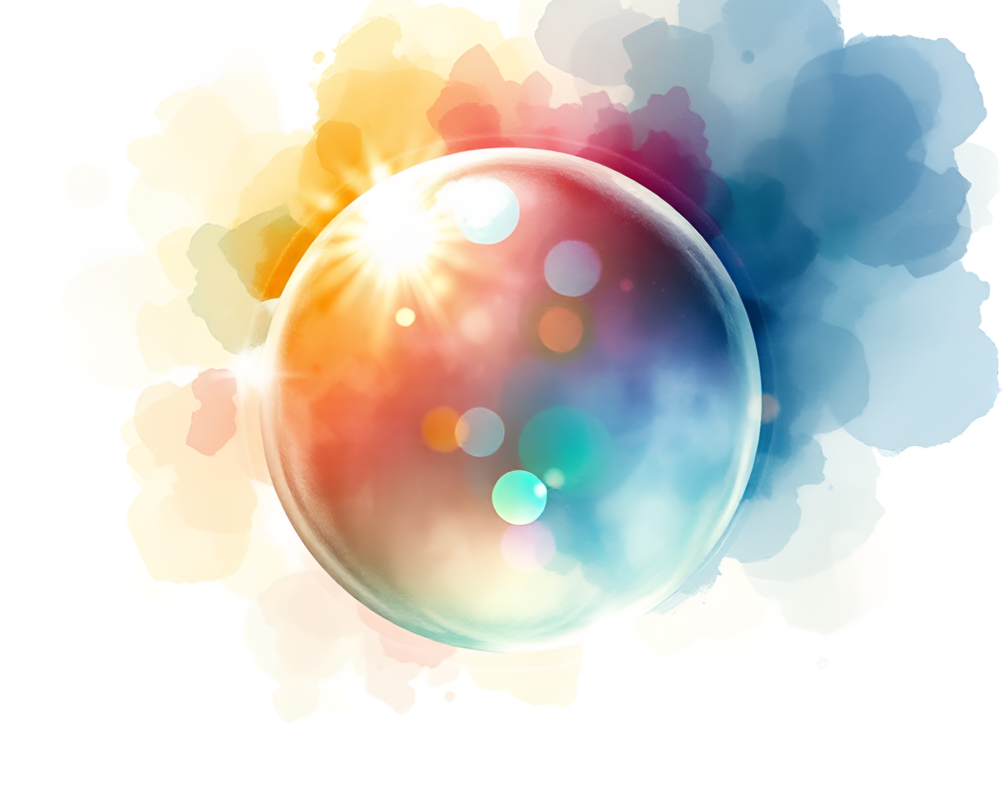 Glass Orb Lens Flare Watercolor Dreamscape – free AI stock image