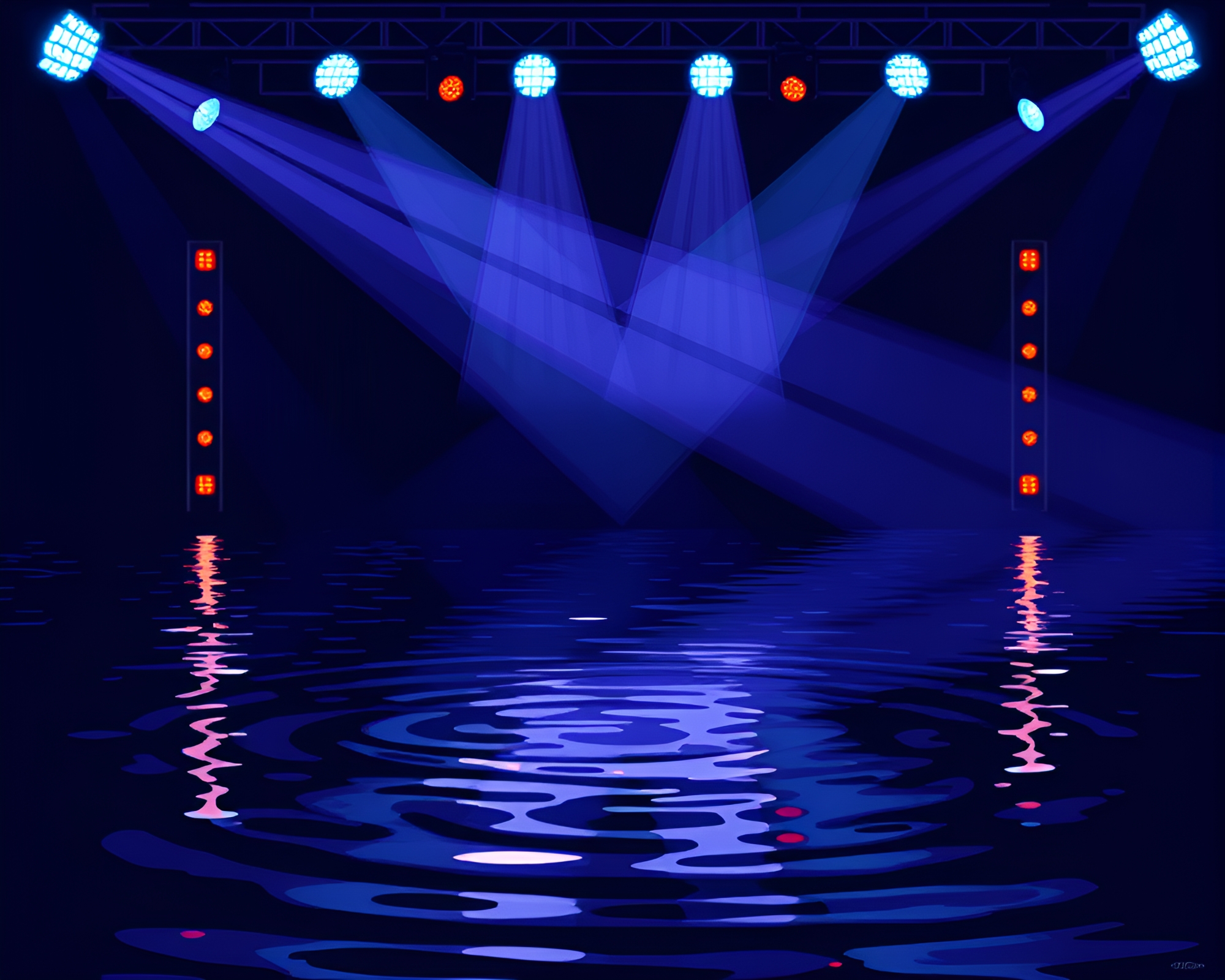 Fantasy Gryphon Concert under Pixelated Lights – free AI stock image