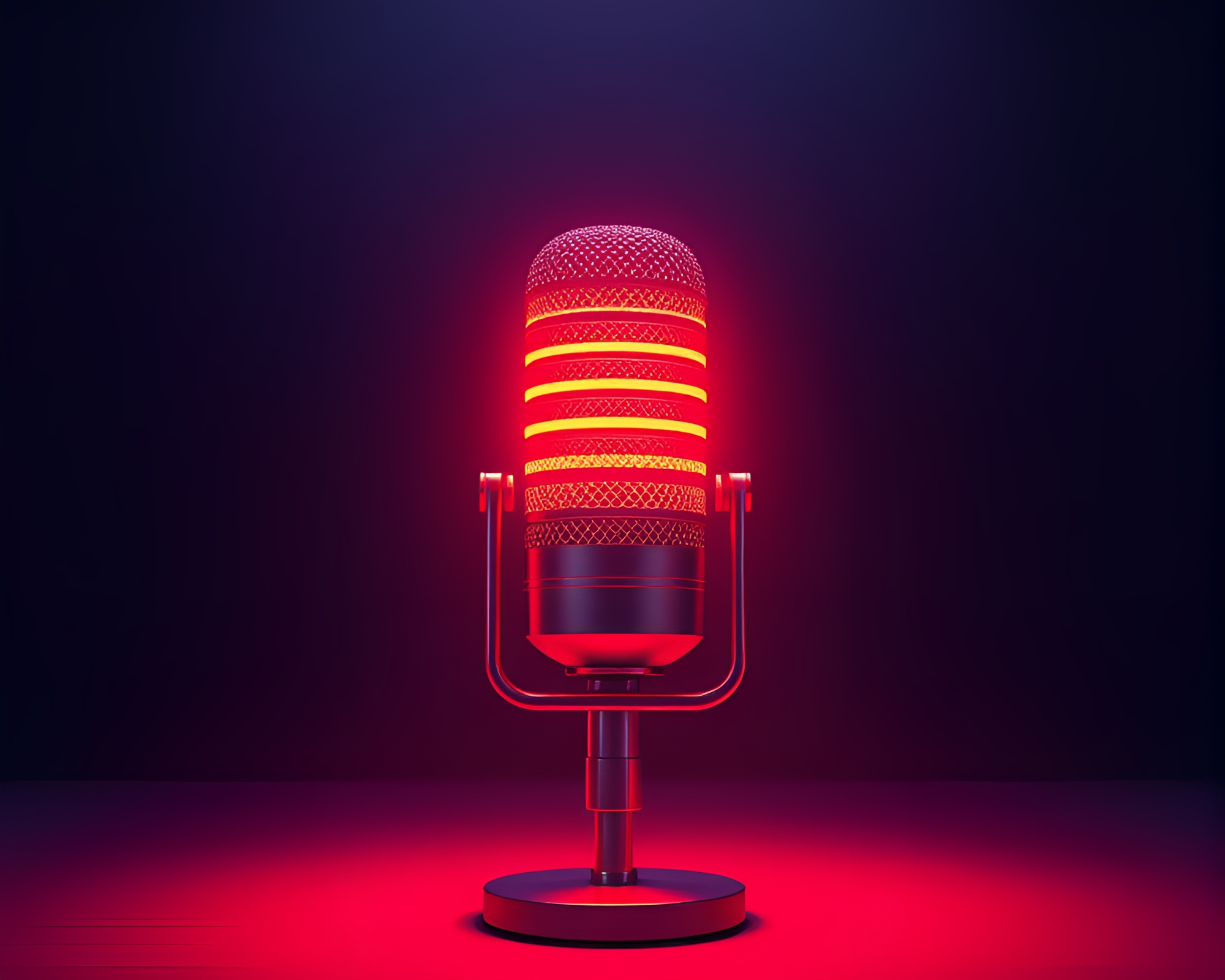 Anime-style Microphone Duo in Vivid Fluorescent Light – free AI stock image
