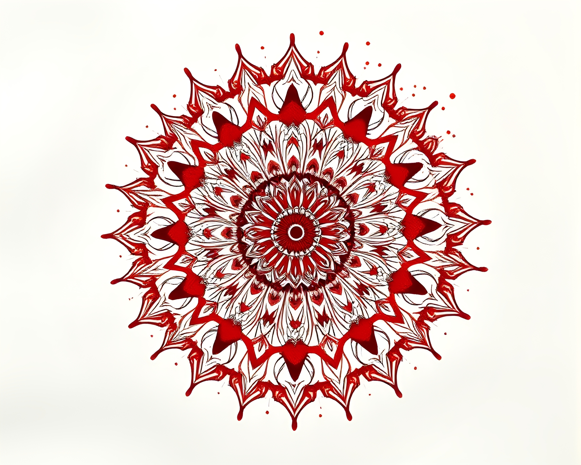 Ink Splash Mandala Design: Brick Red Hair Simulation Art – free AI stock image
