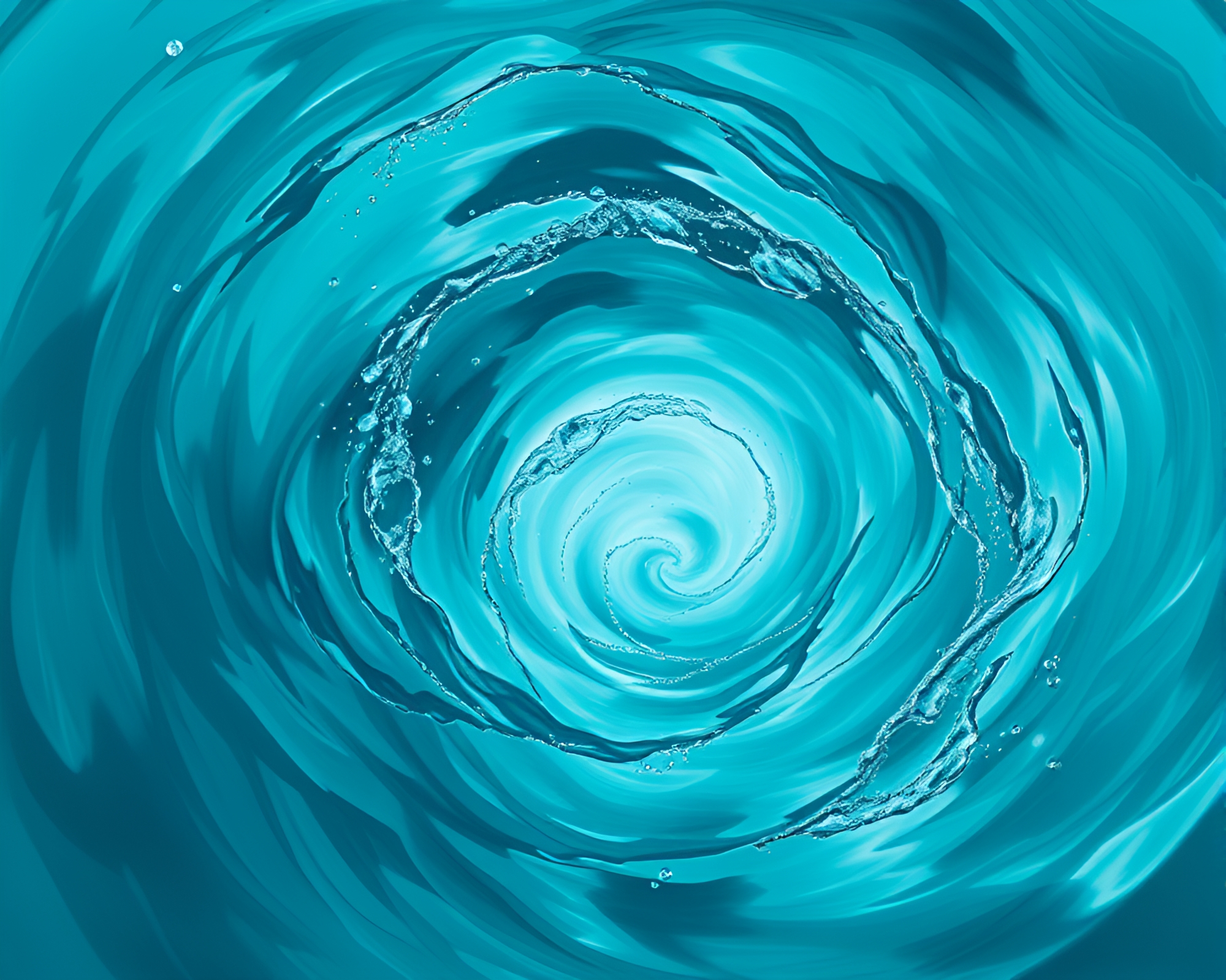 Mesmerizing Turquoise Microscopic Water Whirlpool – free AI stock image