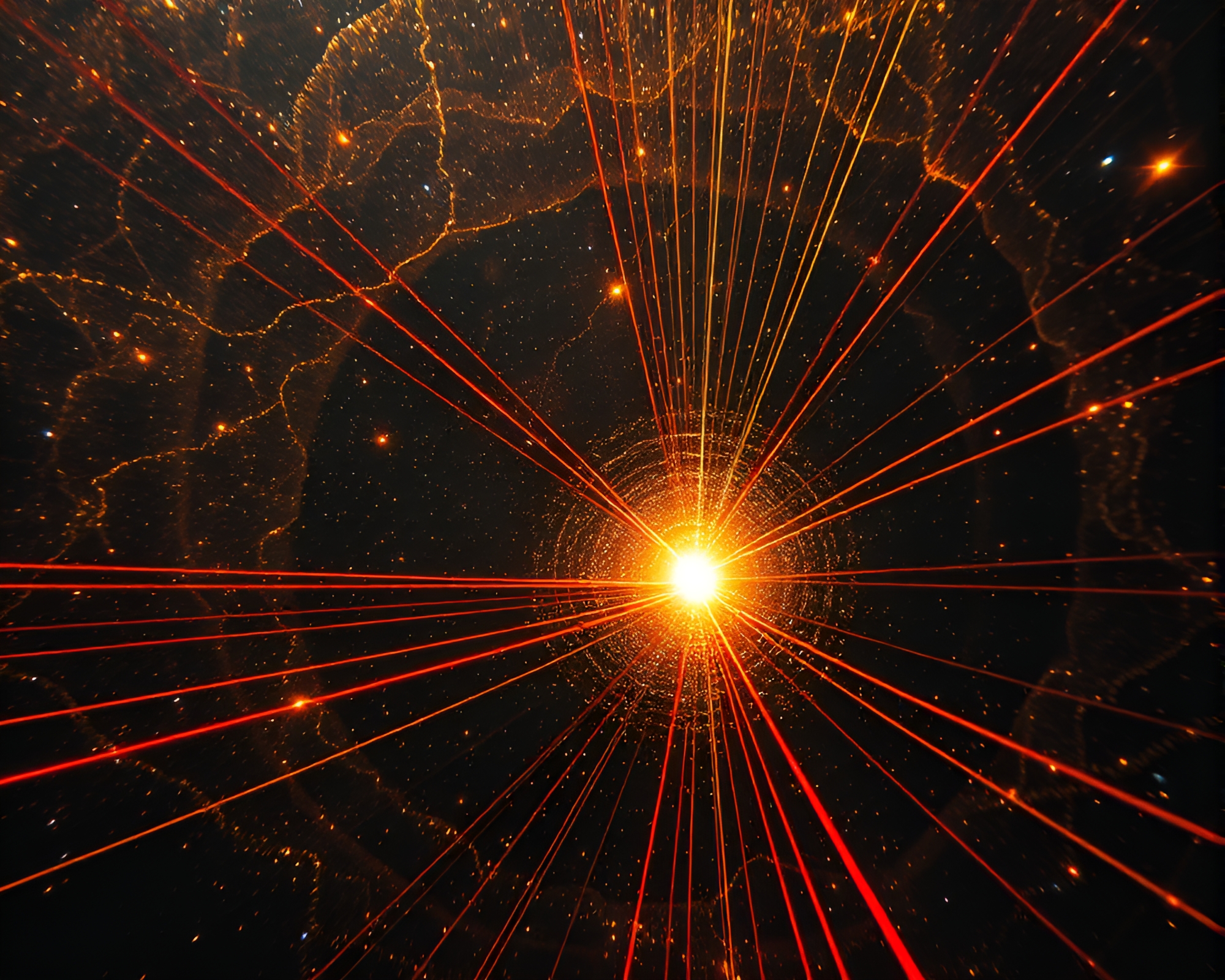 Futuristic Wormhole Generator: Bronze Laser Beams – free AI stock image