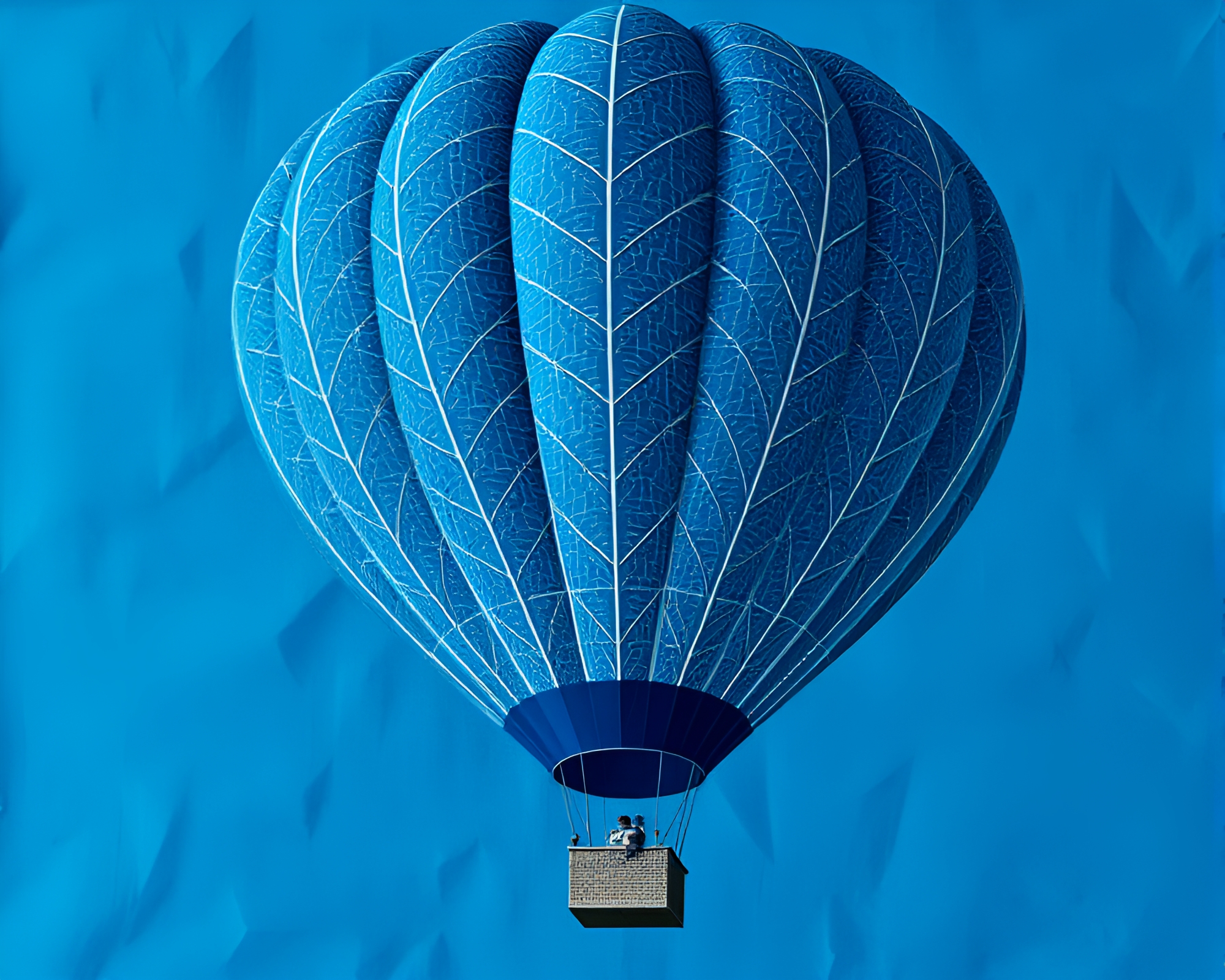Arctic Blue Hot Air Balloon Leaf Photocollage – free AI stock image