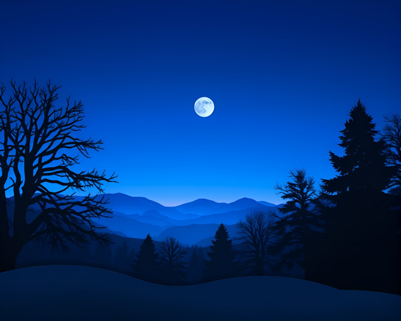 Fantastical twilight scenery featuring dwarf in gradient mesh style
