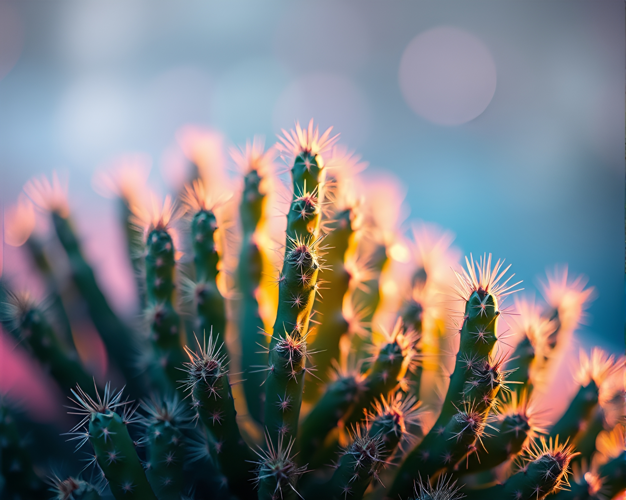 Mesmerizing Desert Cactus with Iridescent Highlights – free AI stock image