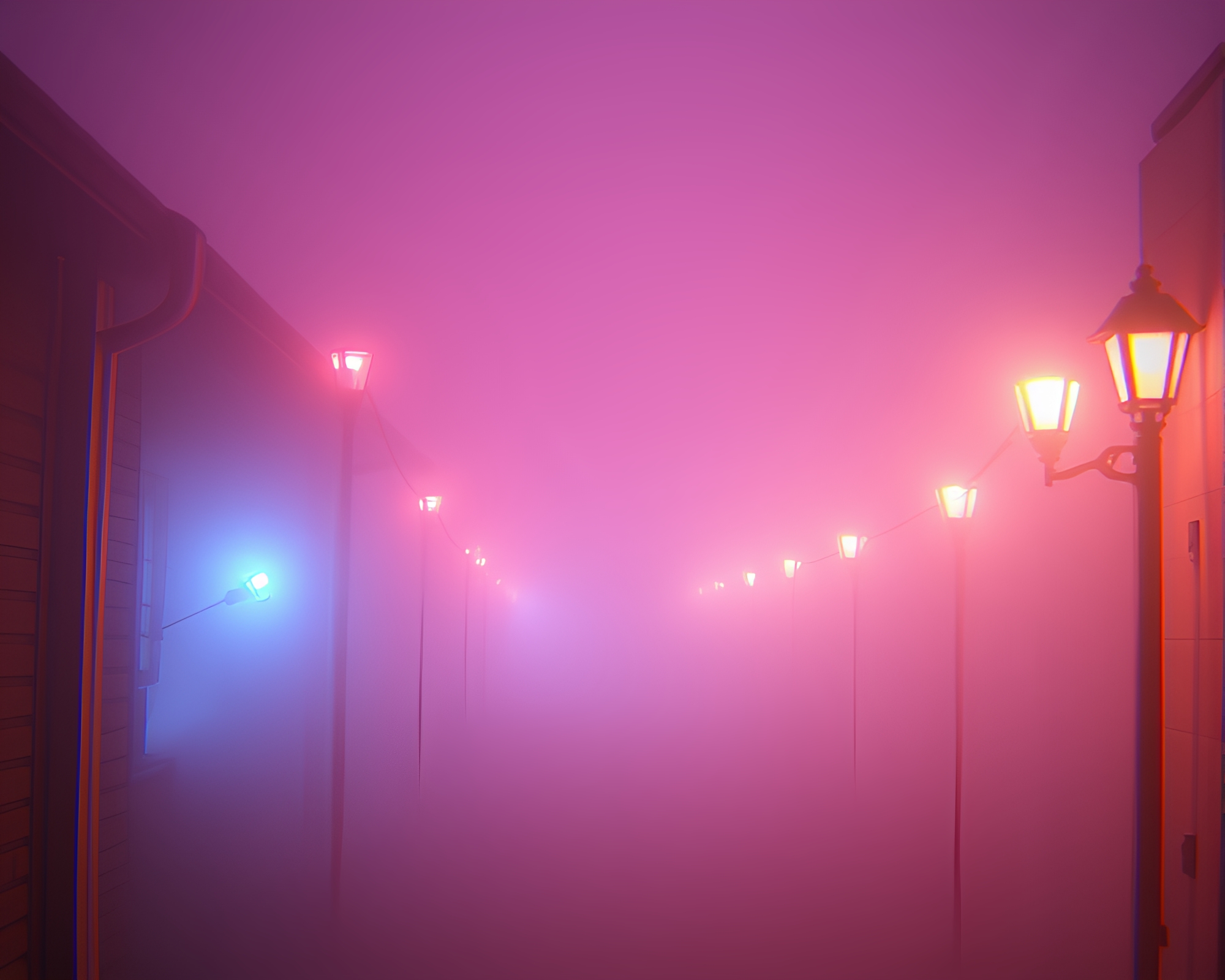Surreal Fog Banks Surround Murano Glass Porchlight in 3D – free AI stock image