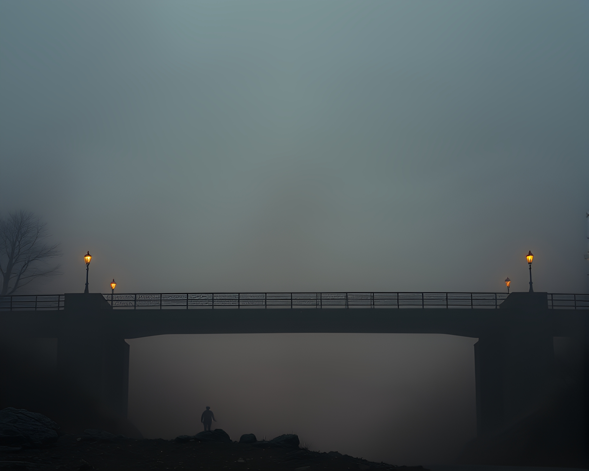 Dust Particles Dance Across Dystopian Arch Bridge – free AI stock image