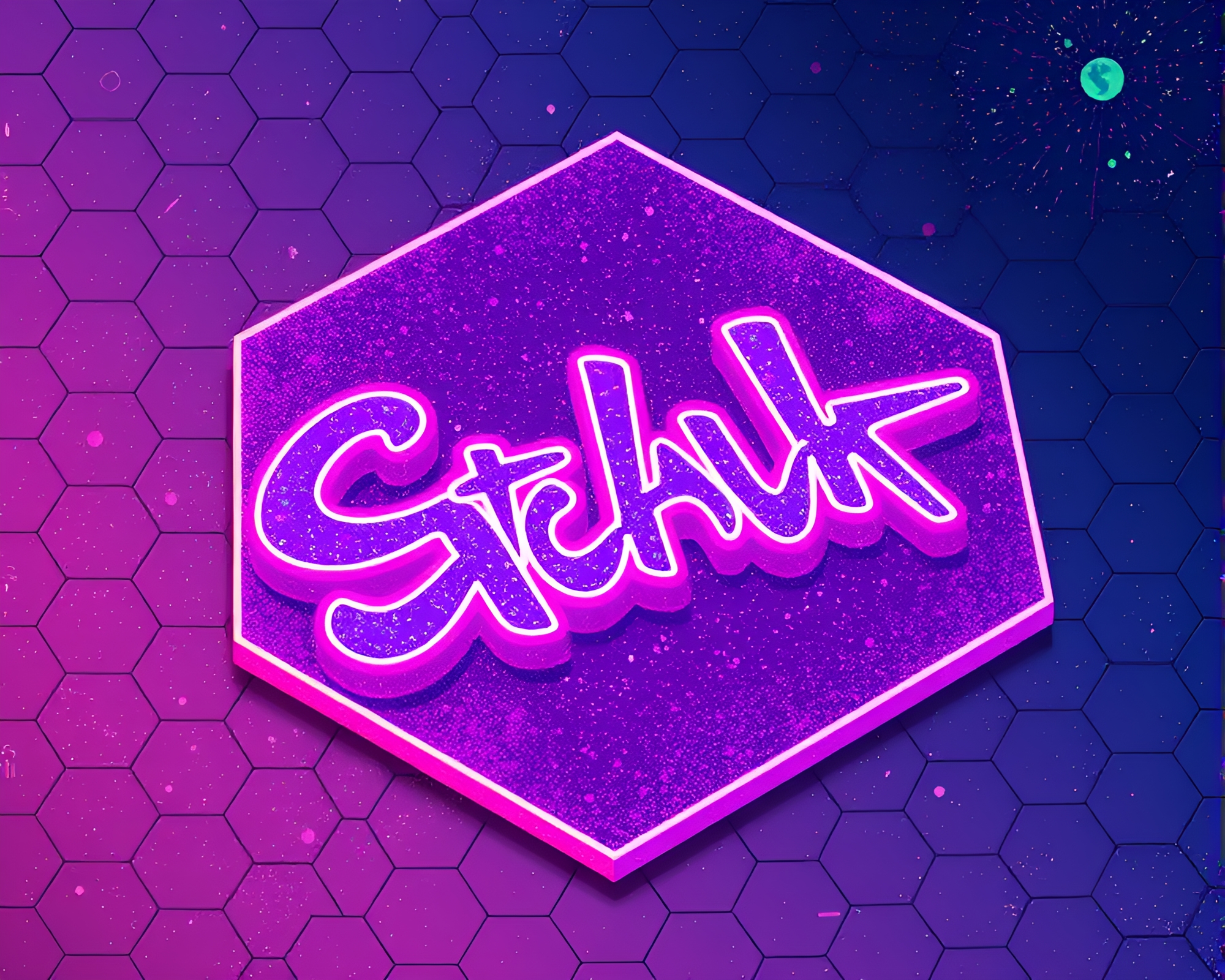 Cosmic Graffiti Hexagonal Tiling Isometric Illustration – free AI stock image
