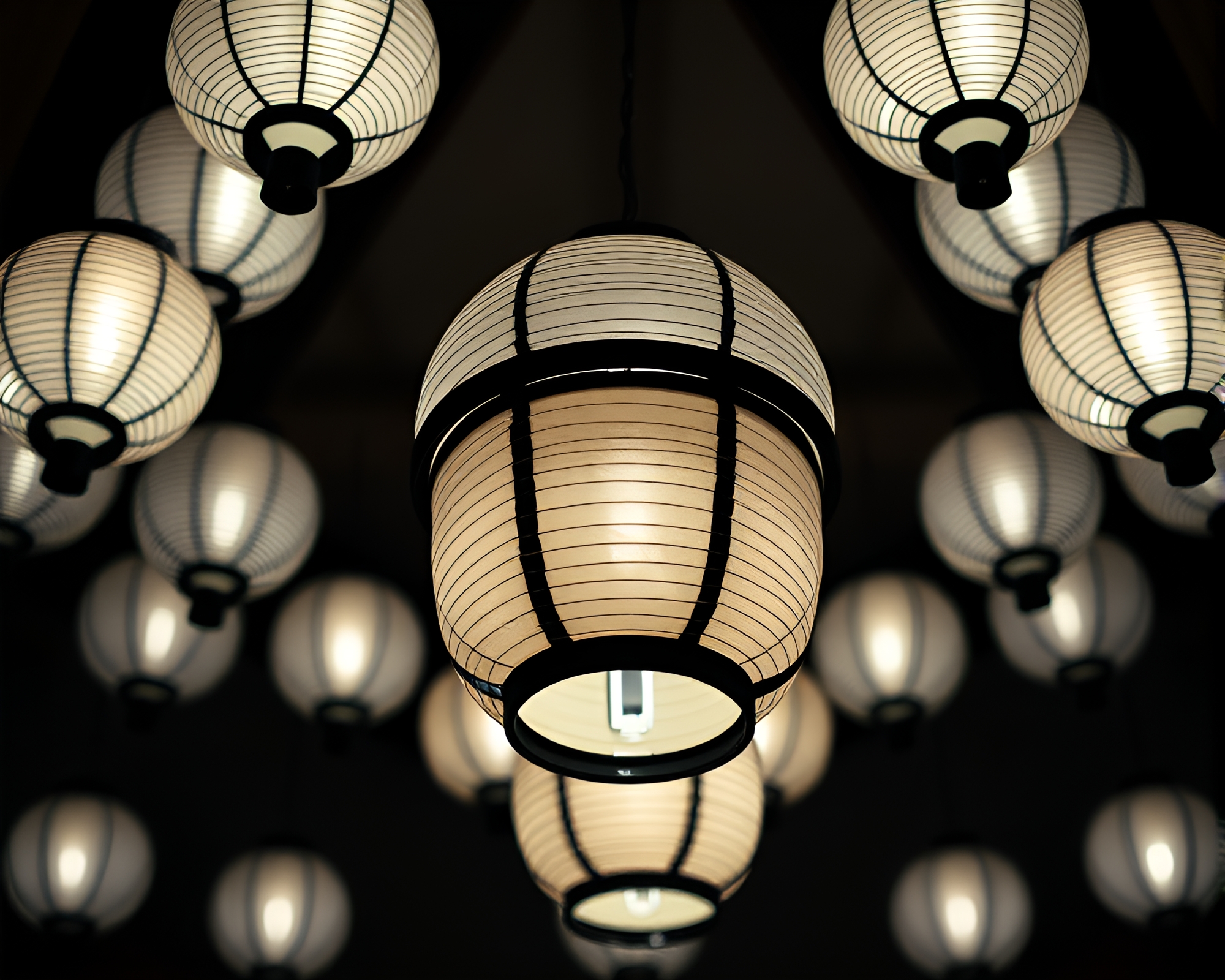 Symmetrical Composition with Paper Lantern in Material Design Style – free AI stock image