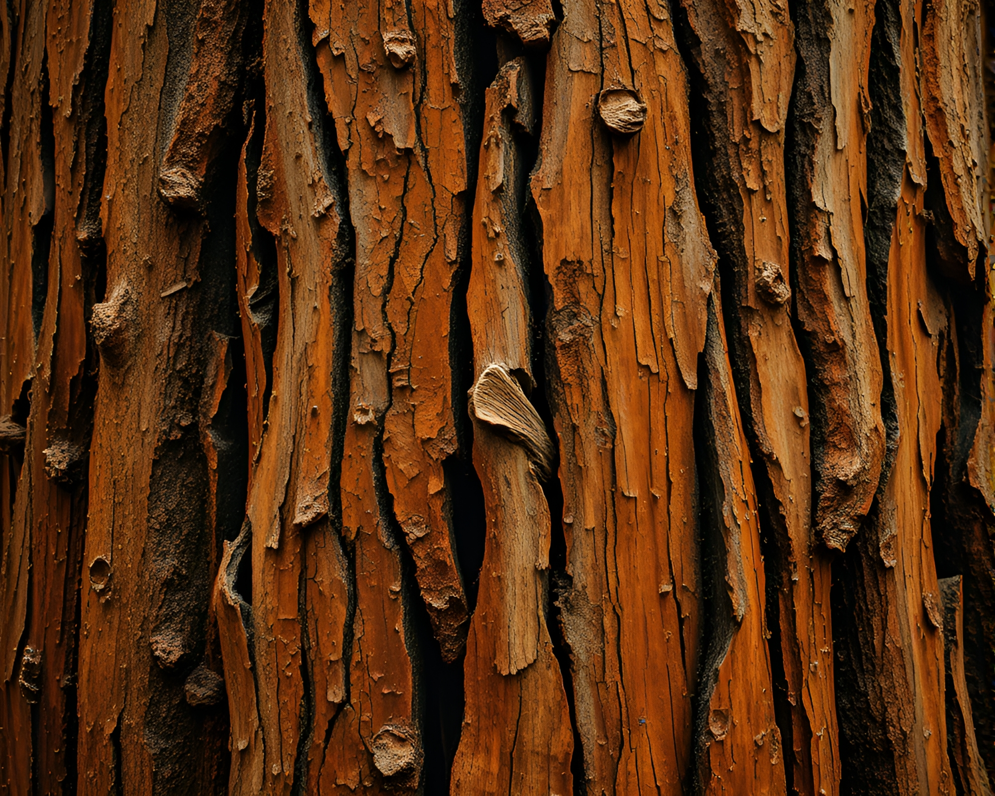 Enchanting Redwood Tree Close-Up Dadaist Collage – free AI stock image