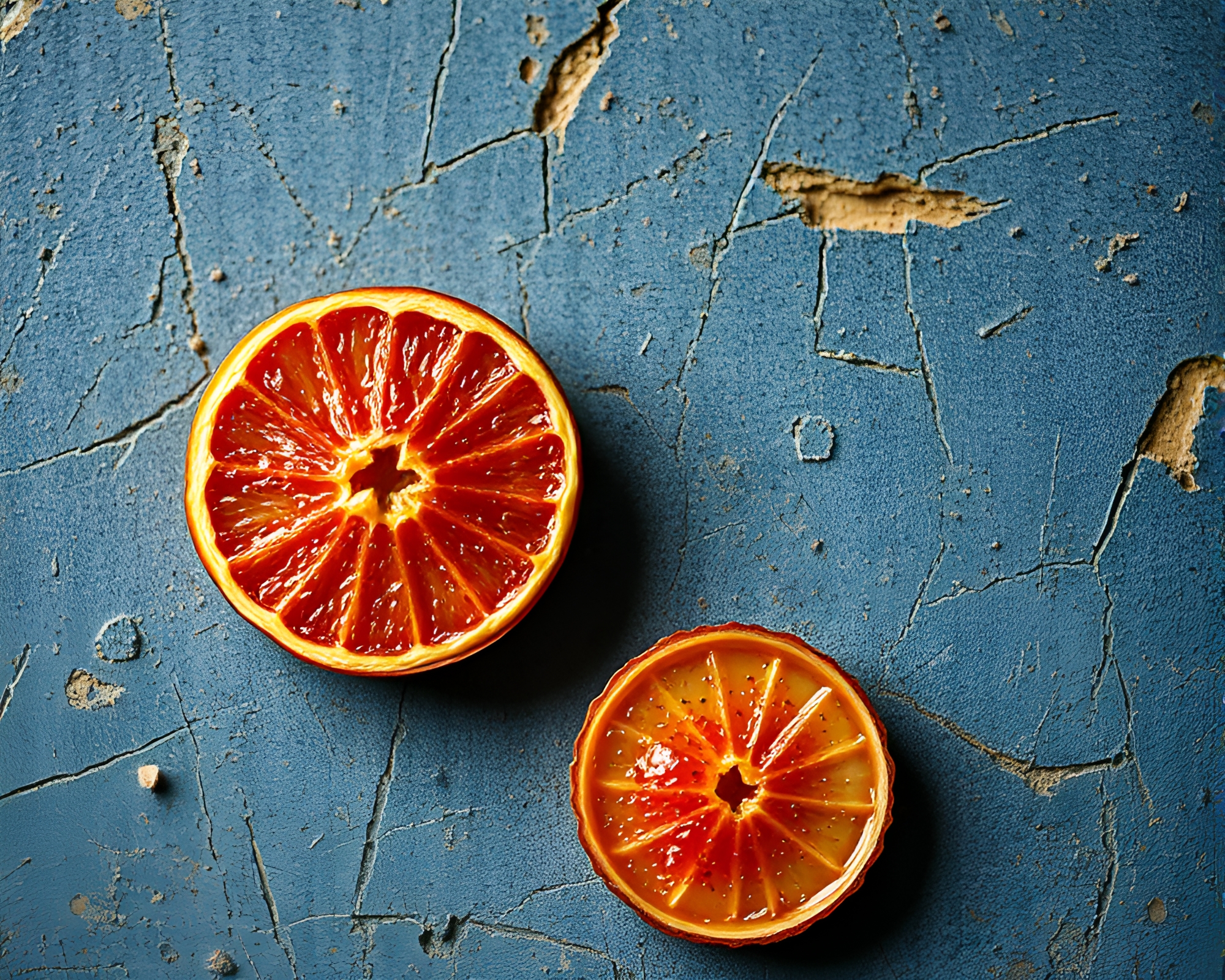 Steel-Blue Fruit Tart with Scratch Textures – free AI stock image