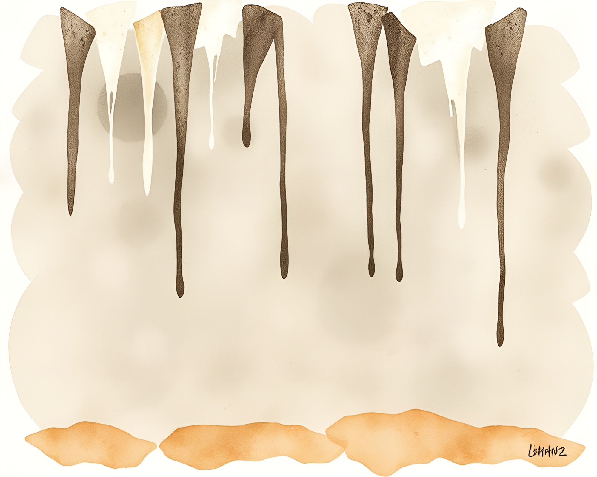 Floating Crystal in Earth-Toned Ink Wash Drips – free AI stock image