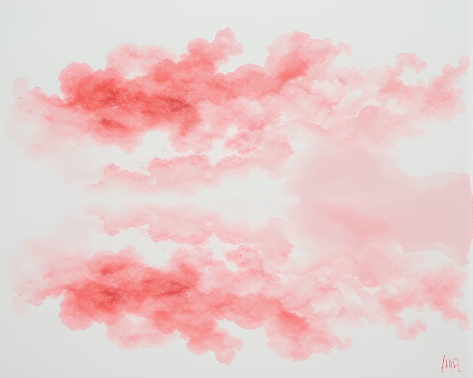 Soft blush pink double reflection with innovative sumi-e brushwork