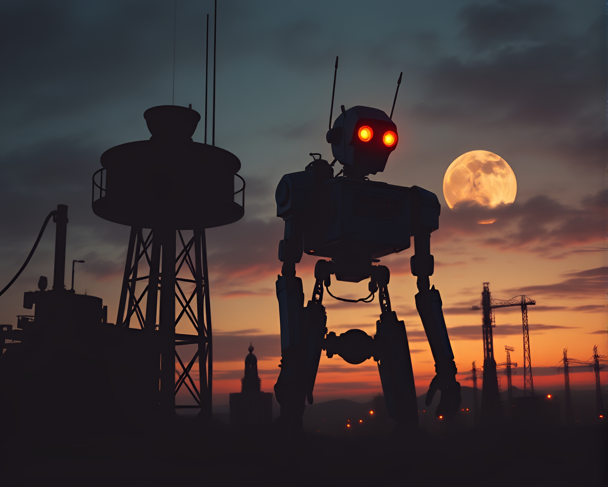 Steampunk Robot at Dusk Comic Book Art – free AI stock image