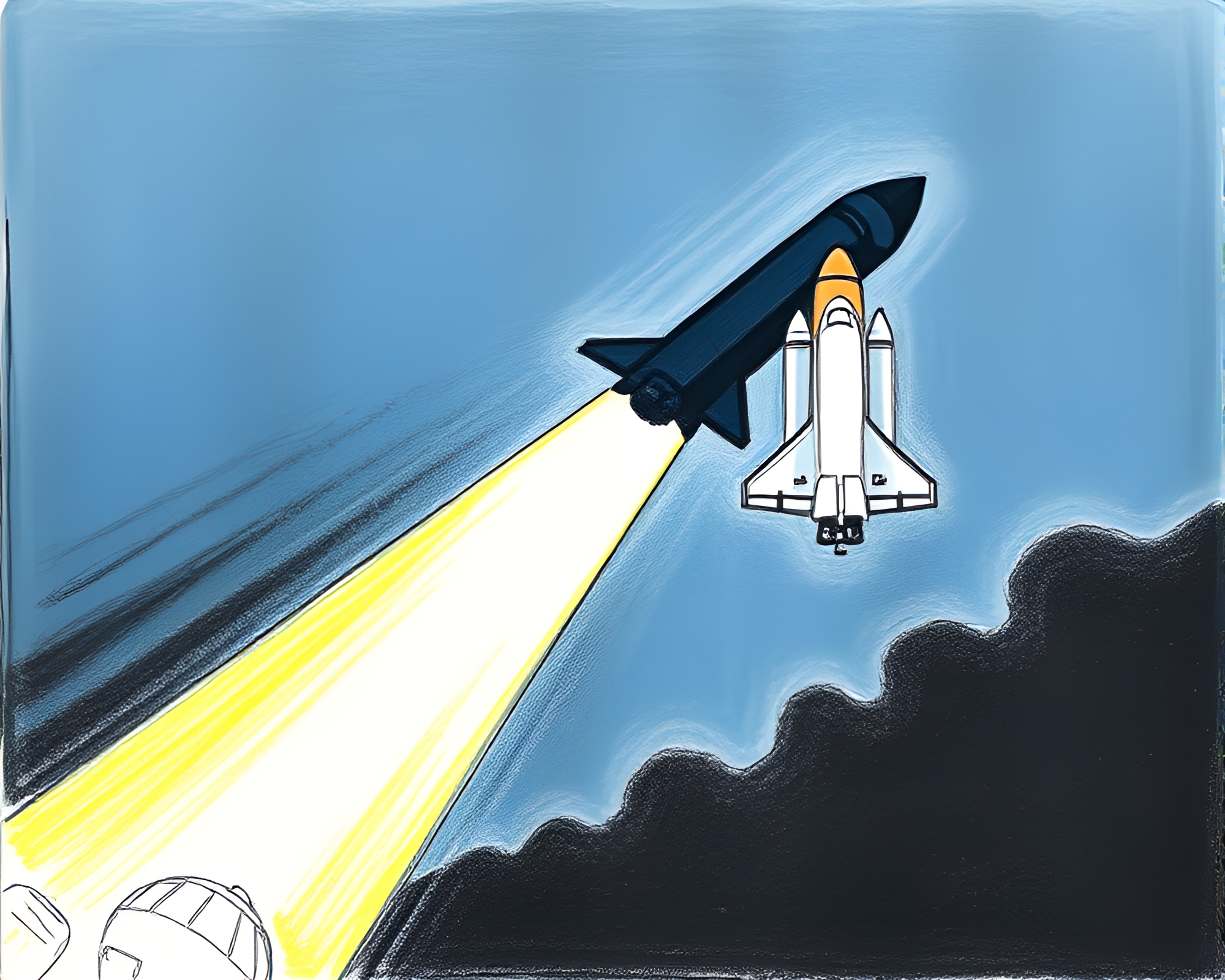 Space Shuttle Backlit Silhouette Conté Crayon Drawing – free AI stock image