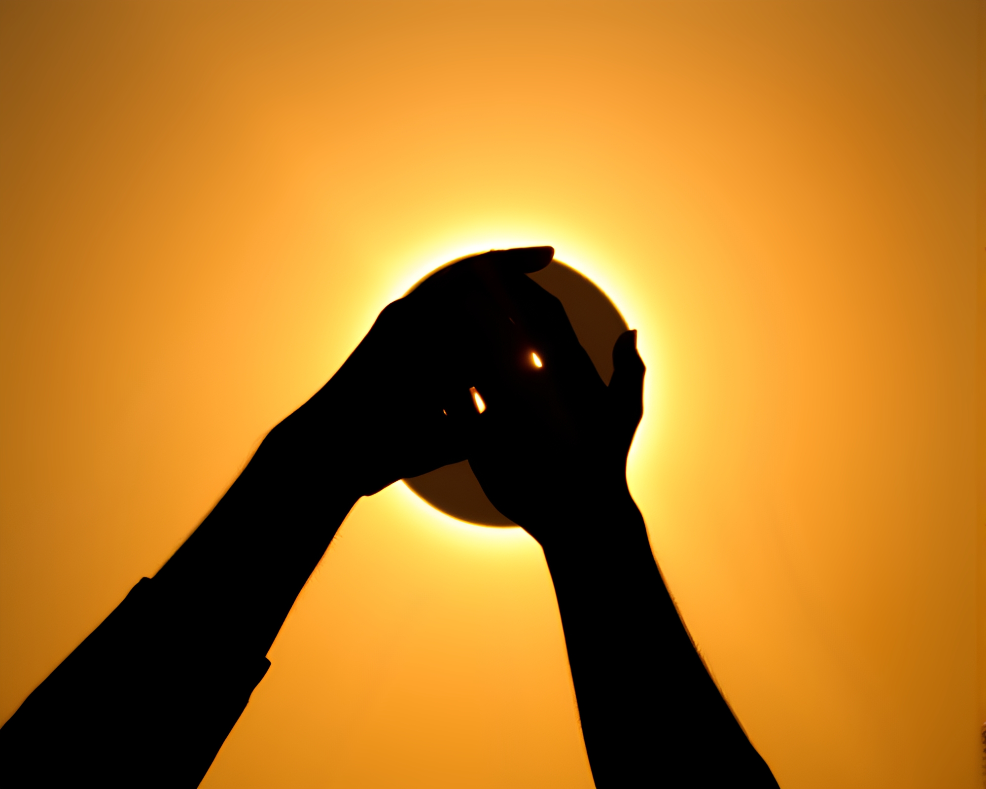 Solar Eclipse Shadow Silhouette at Golden Hour – free AI stock image