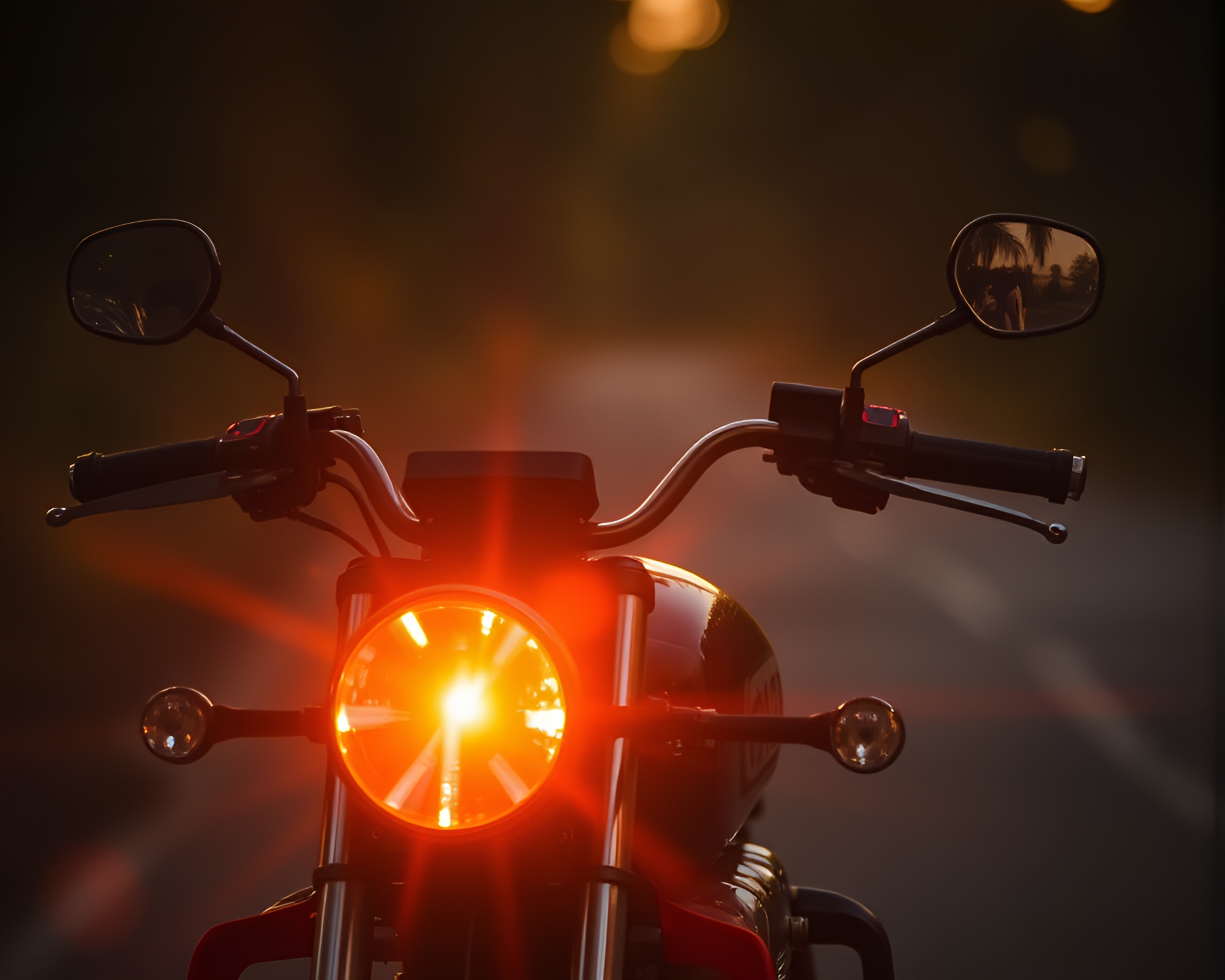 Vibrant Neon Motorcycle in Olive Drab Backscatter Flare – free AI stock image