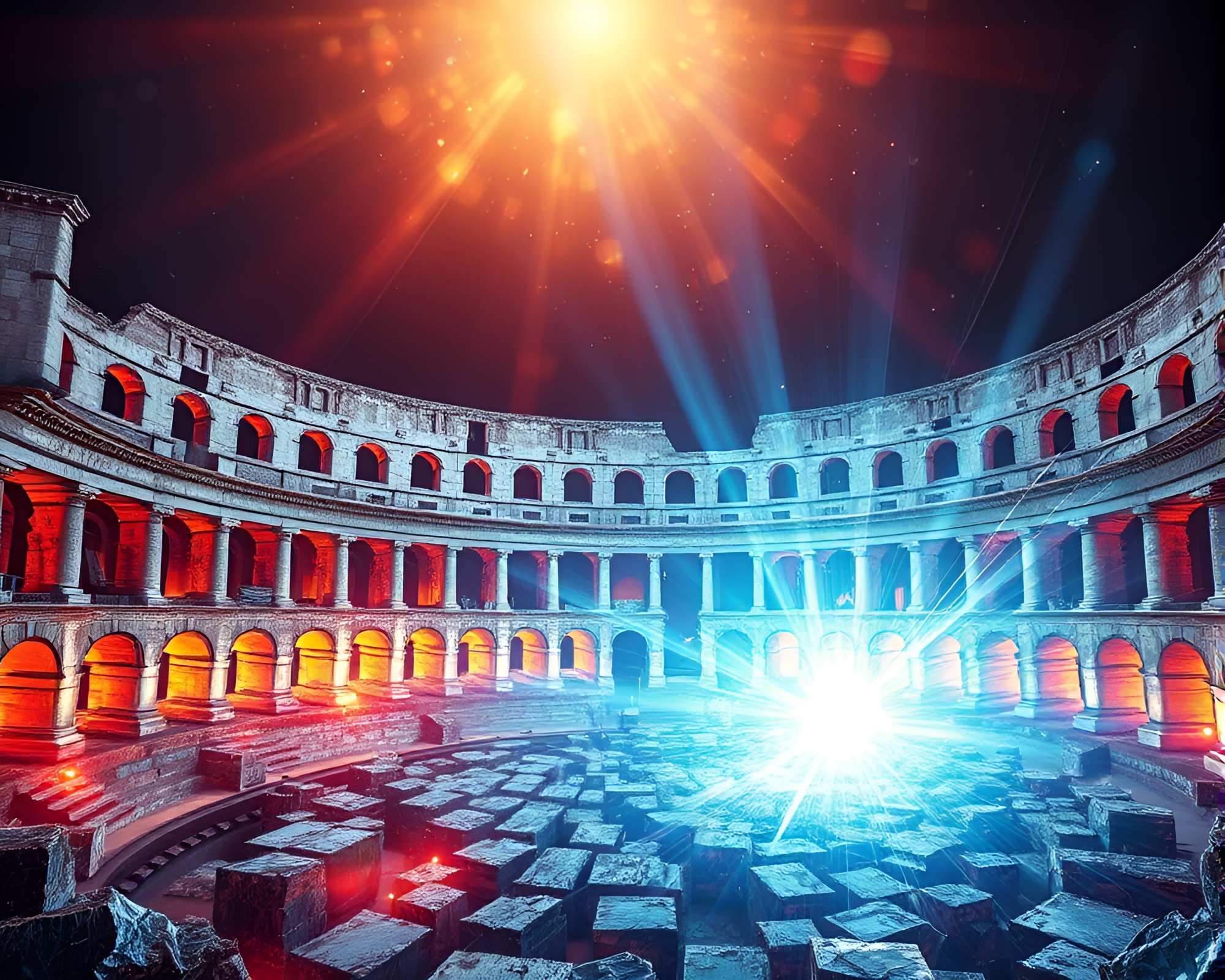 Glass Shard Coliseum Sorcery Glow – free AI stock image