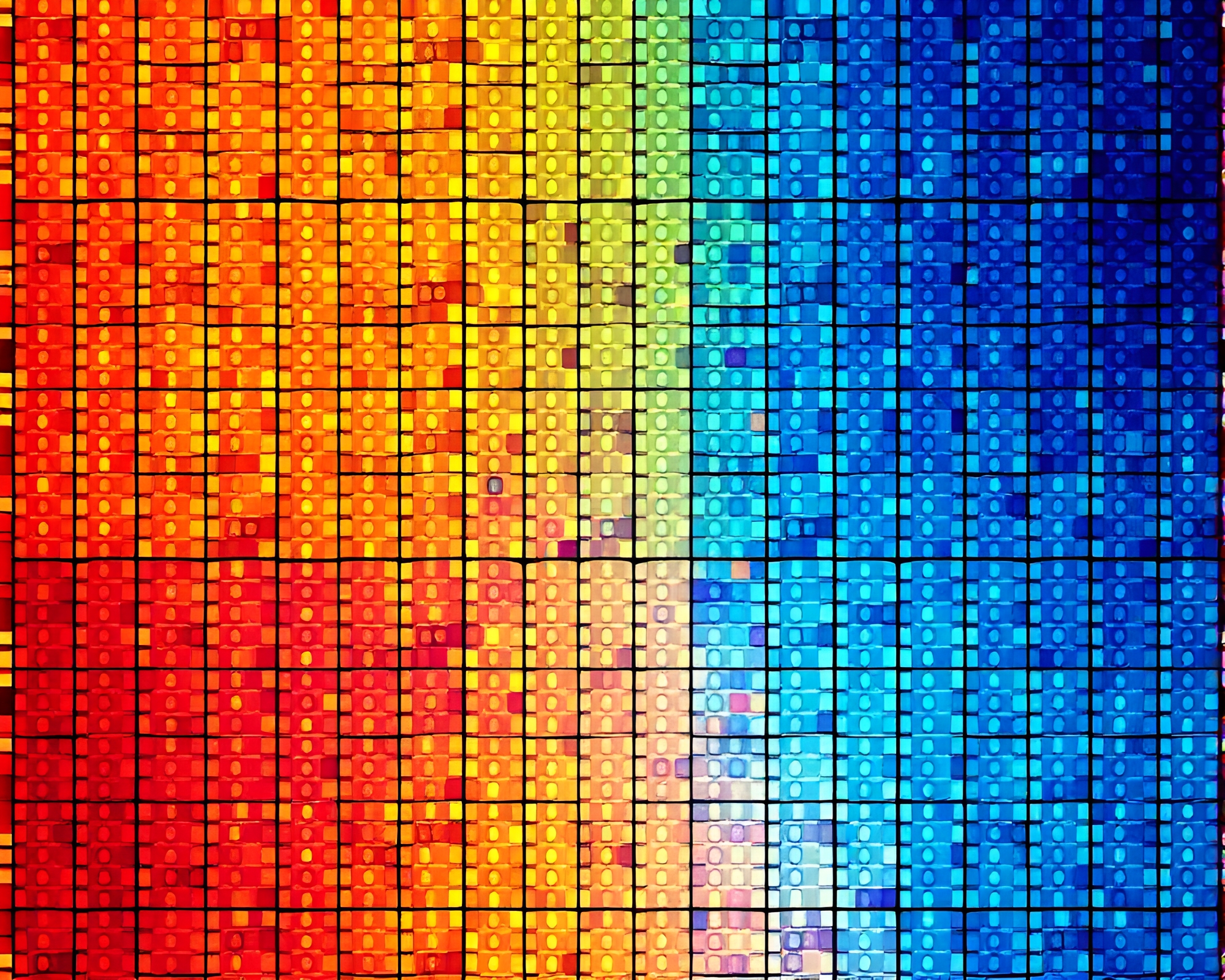 Android Sunset Stained Glass Pixel Art Grid – free AI stock image