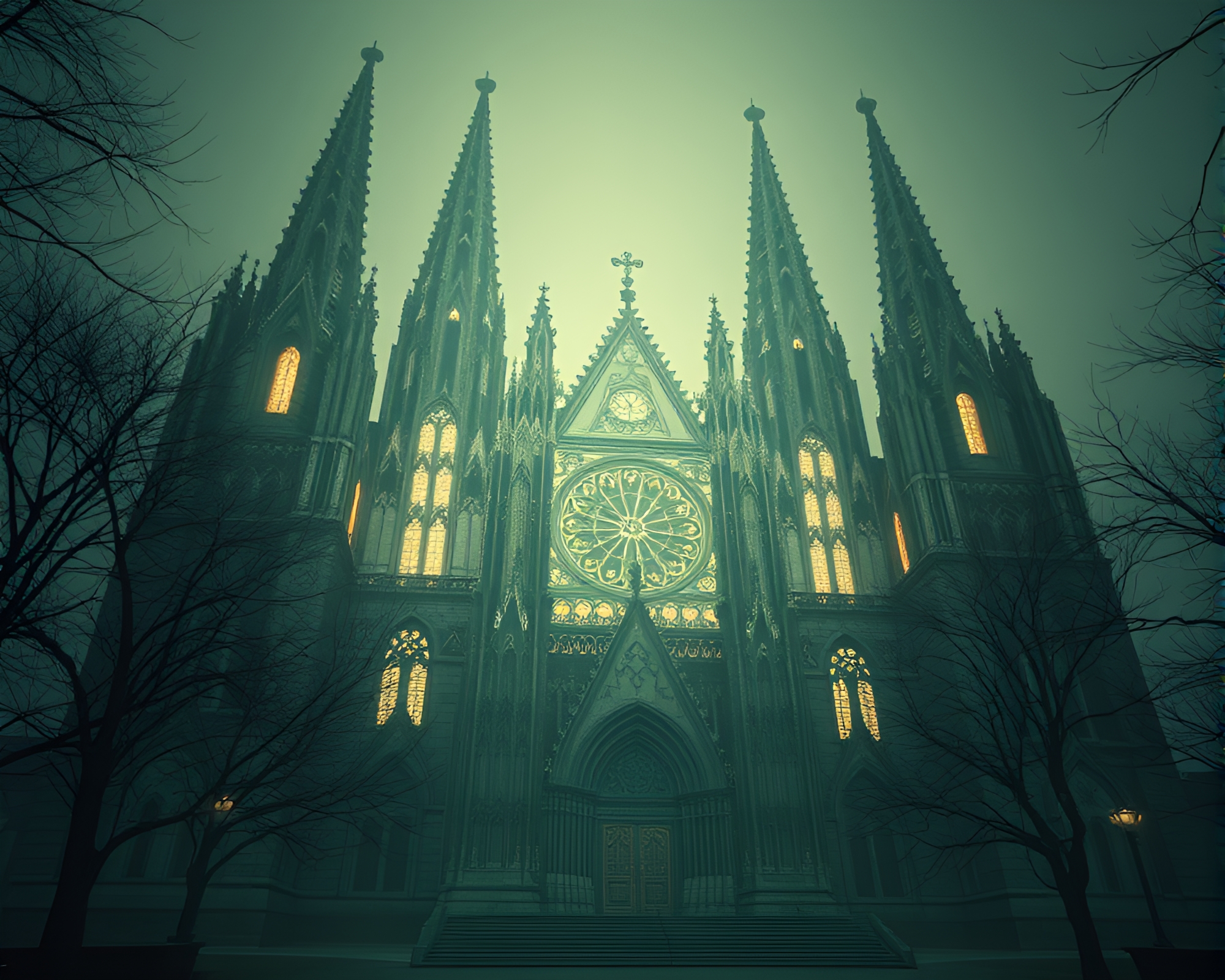 Gothic Cathedral Hatching Composition – free AI stock image