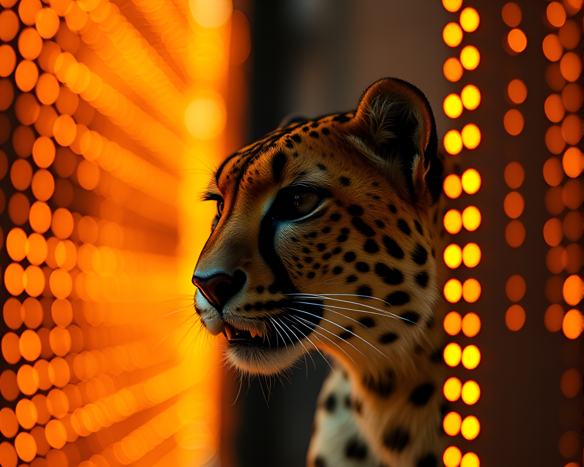 LED Cheetah at Dusk: Cinemagraph Masterpiece – free AI stock image