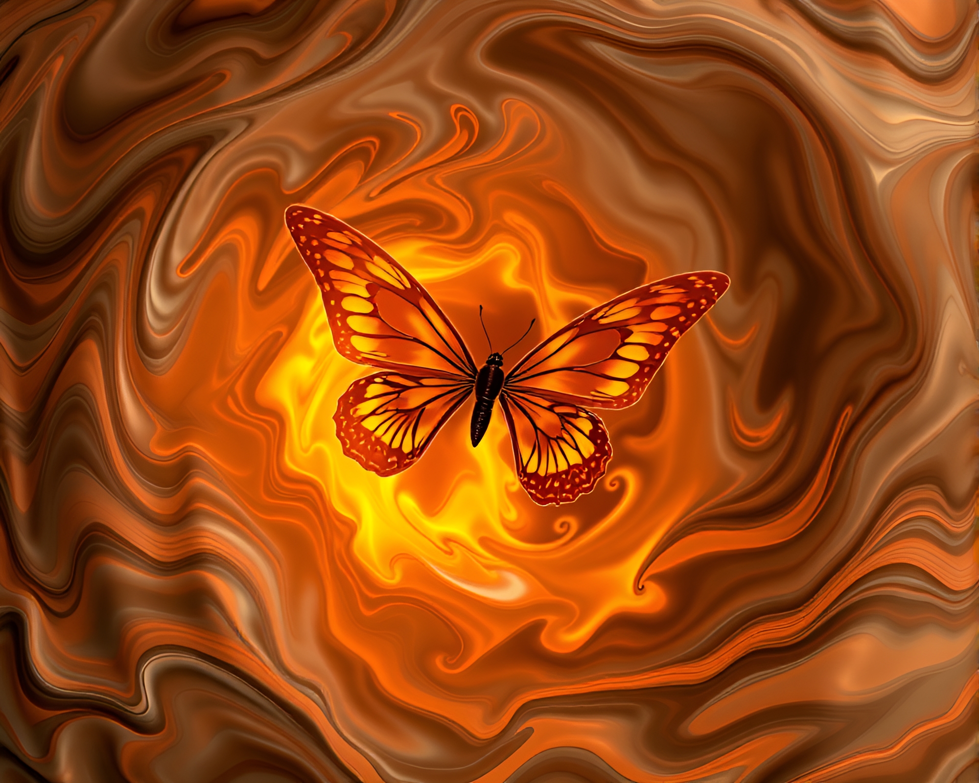 Fibonacci Spiral Silk Butterfly by Fireplace Light – free AI stock image