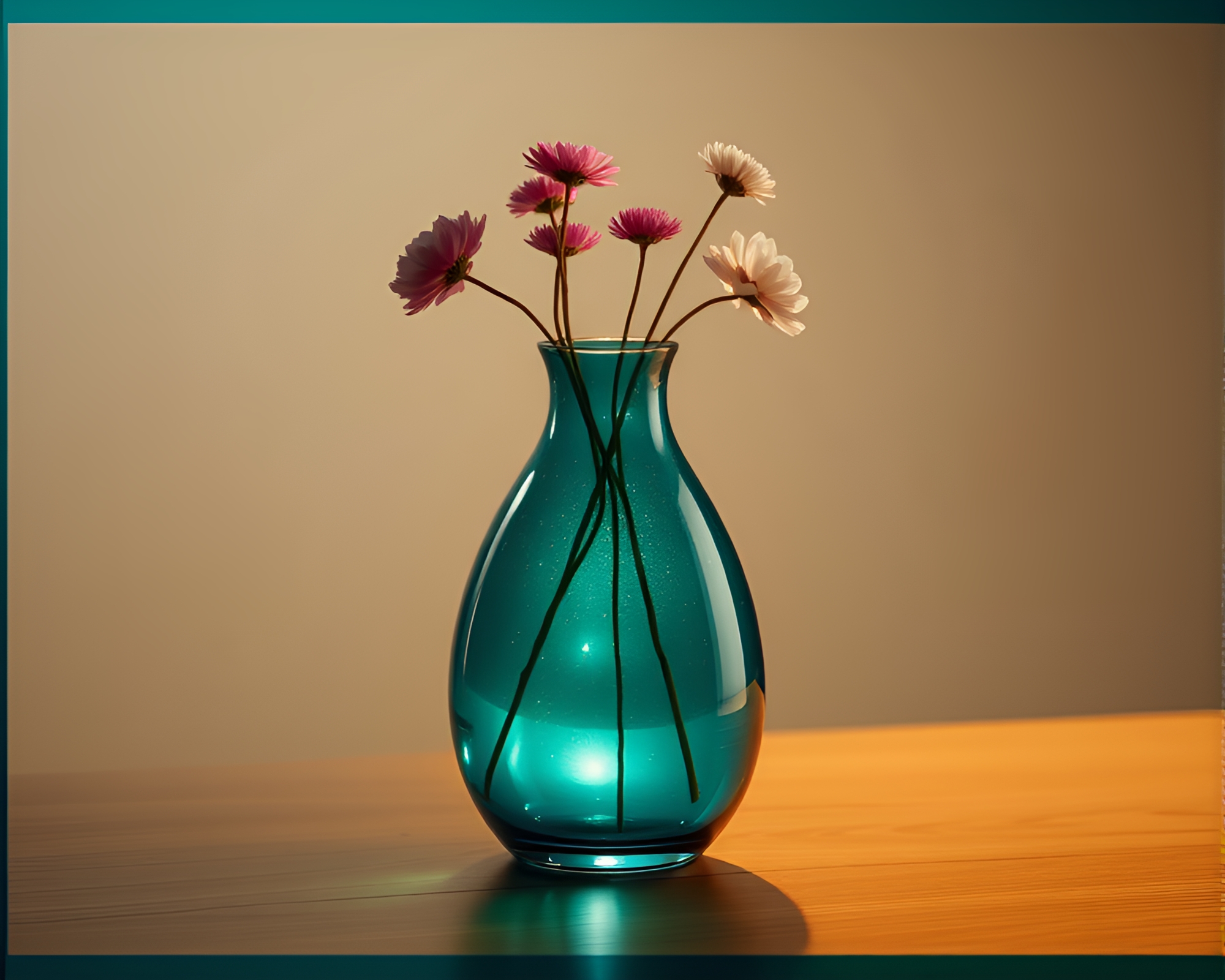 Teal Serenity Vase Backscatter Flare Film Strip – free AI stock image