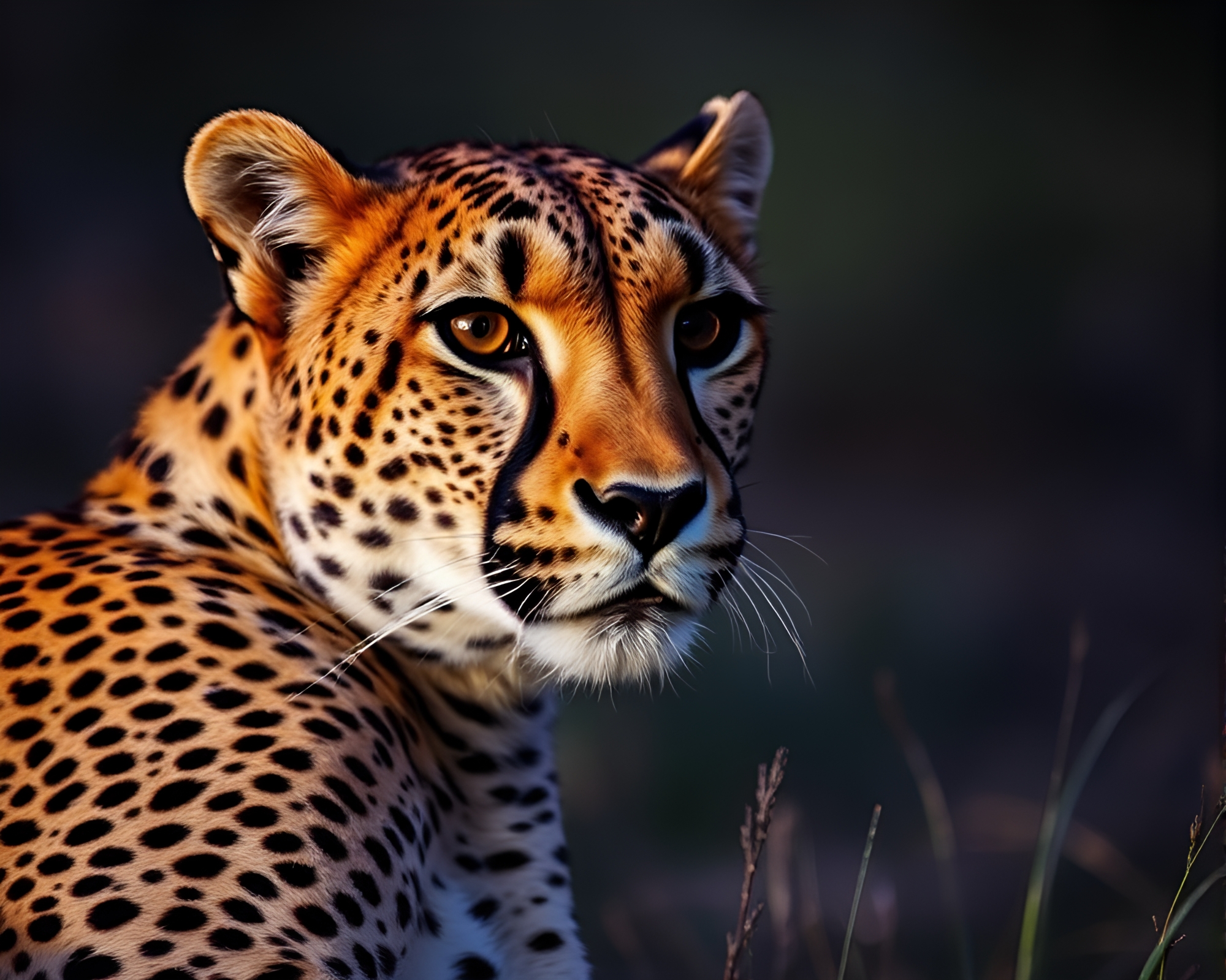 Twilight Encounter: Cheetah in Rim Lighting – free AI stock image