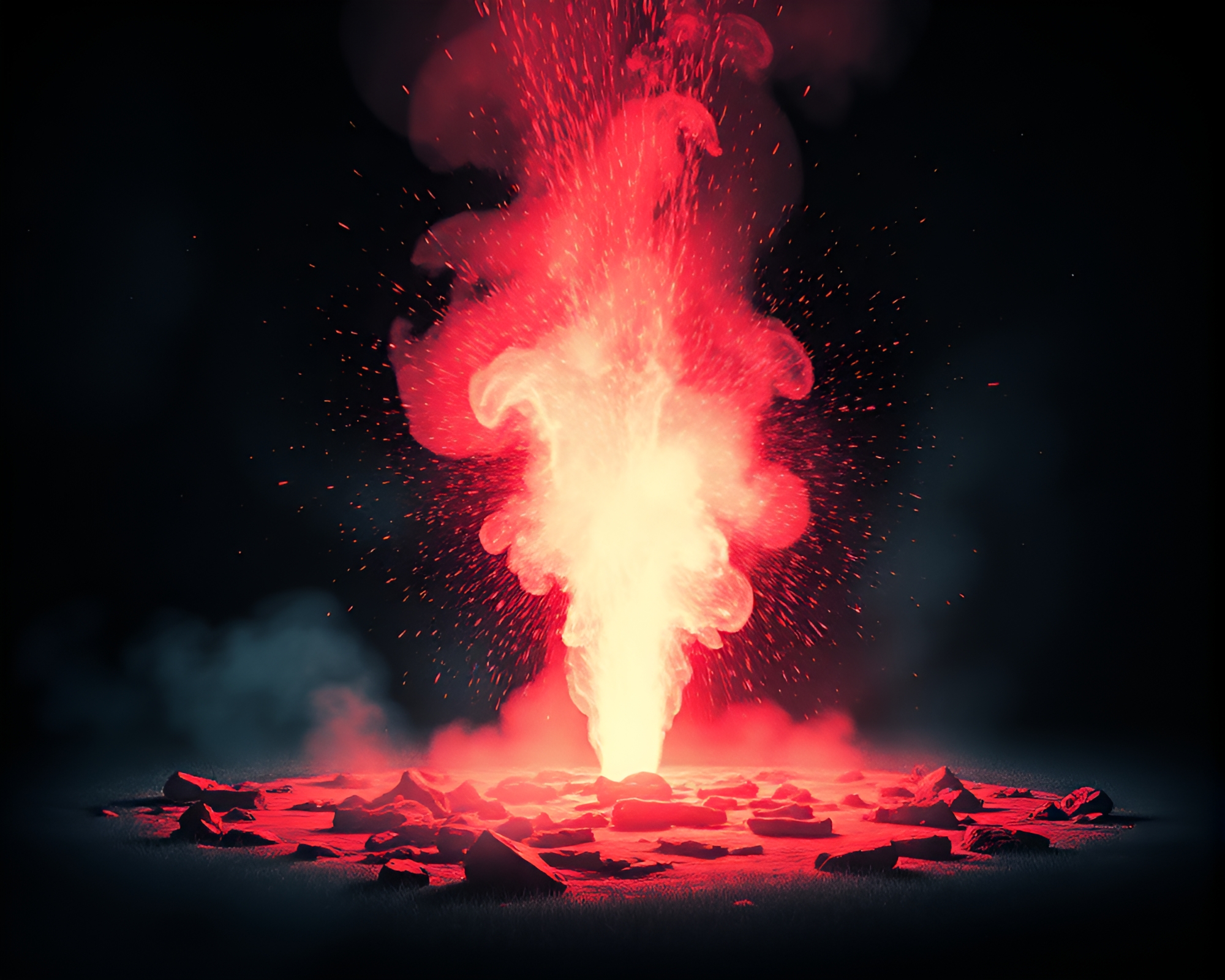 Geyser Field Sorcery Woodcut Print Artwork – free AI stock image