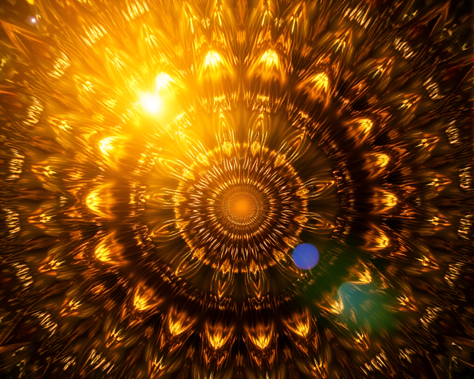 Fractal Lens Sunburst: Oil-Rich Texture Procedural Art – free AI stock image