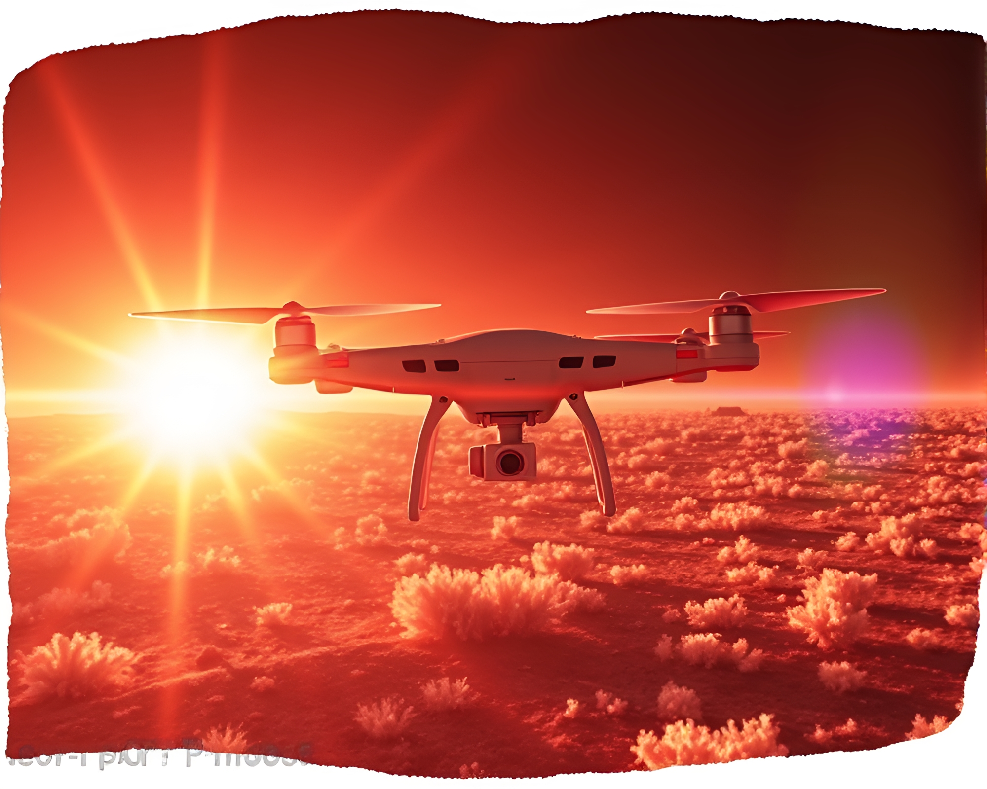 Infrared Drone Surveying Solar Flare Glow Cartoon Composition – free AI stock image