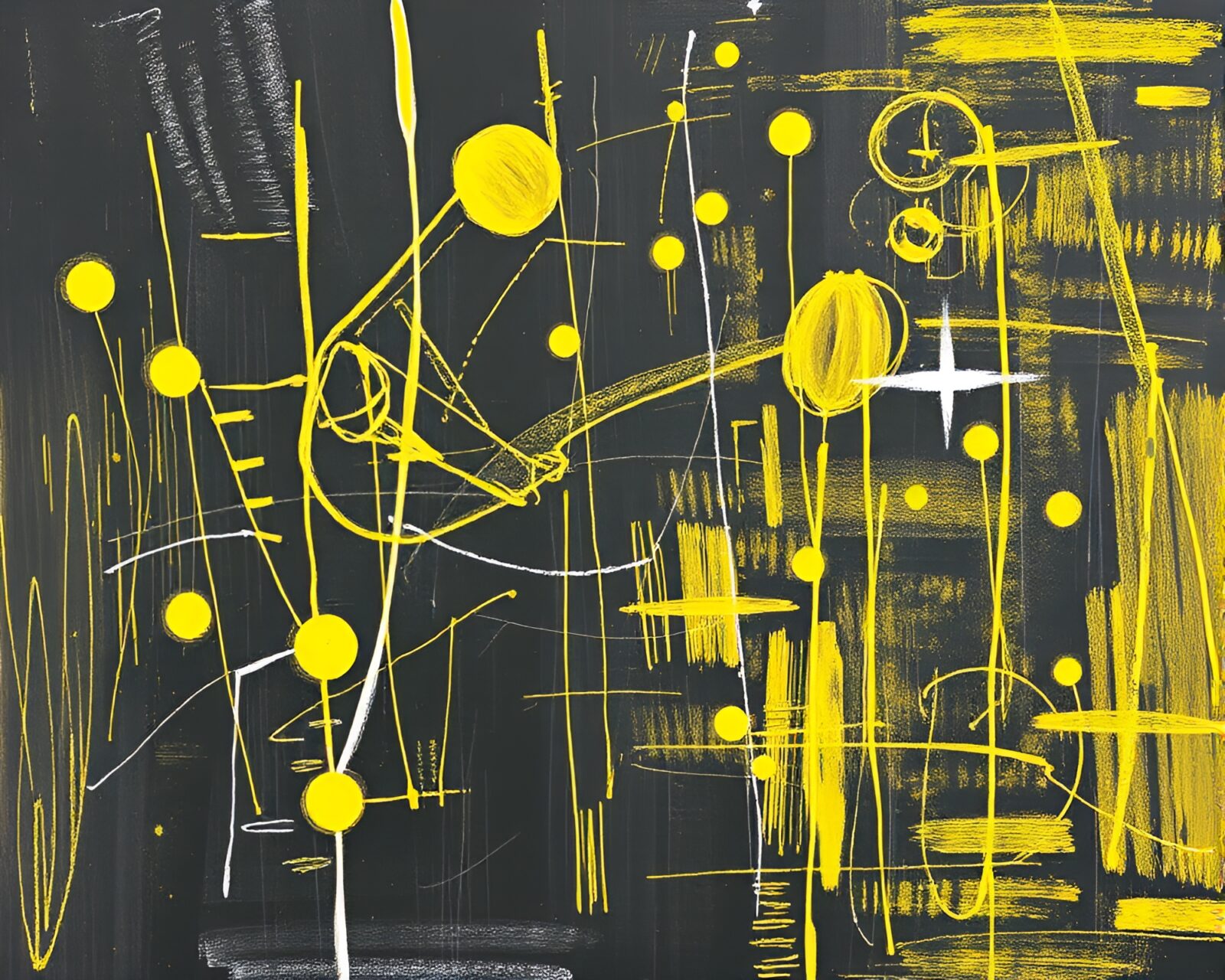 Abstract expressionist chalk illustration of monochrome yellow medical theme