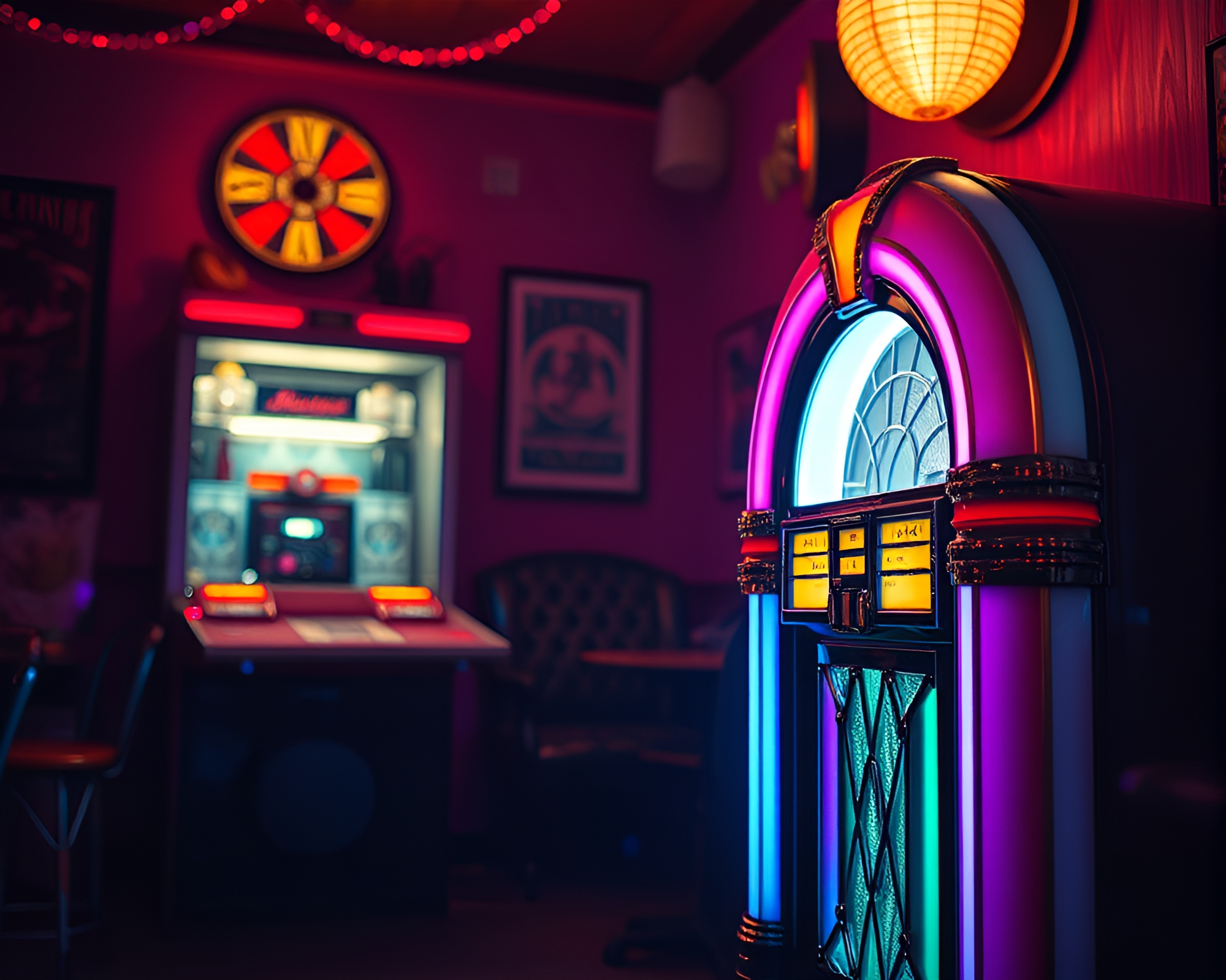 Ethereal Jukebox with Intricate Crosshatching Details – free AI stock image