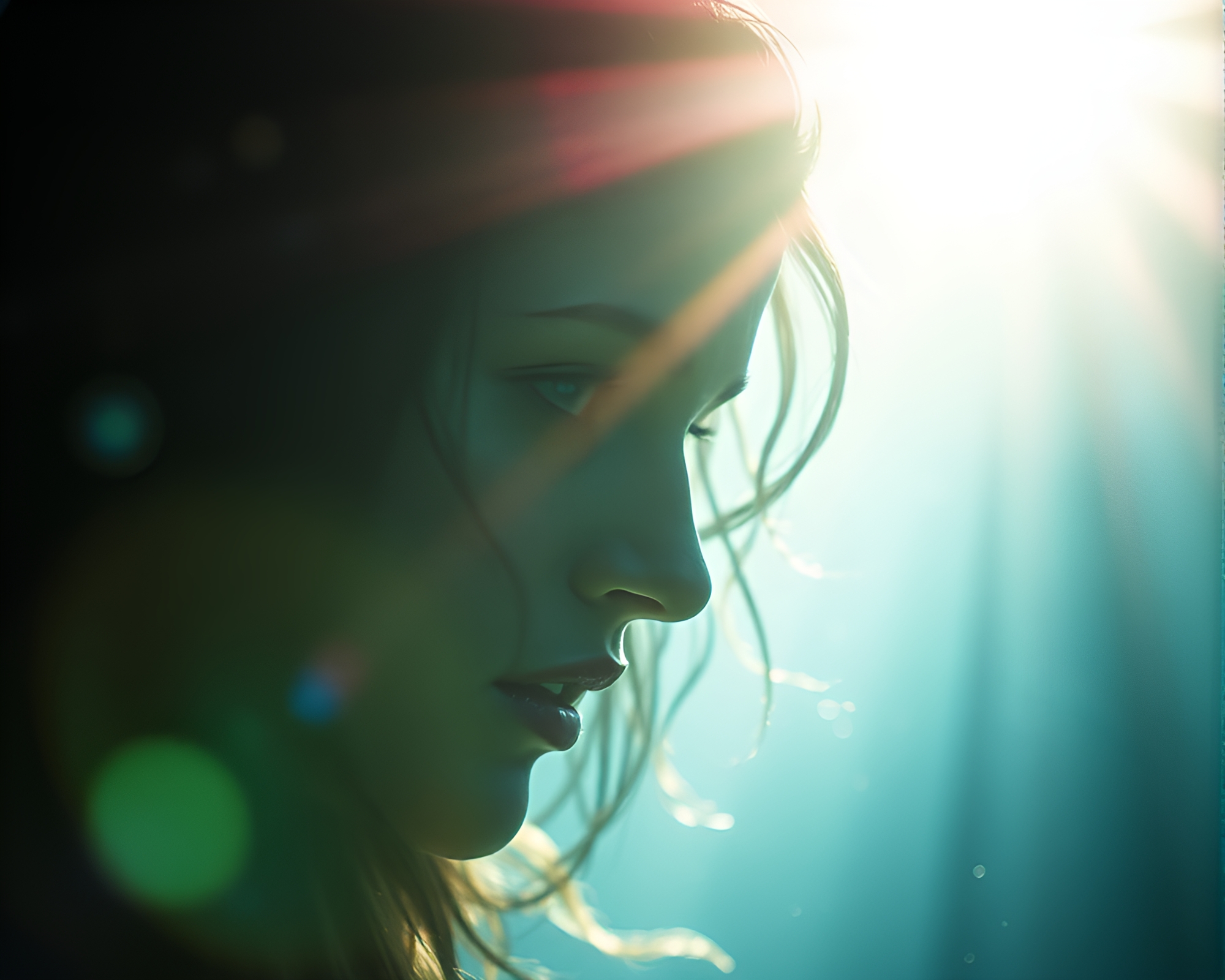Enchanting Siren: High Saturation Lens Flare Textures – free AI stock image