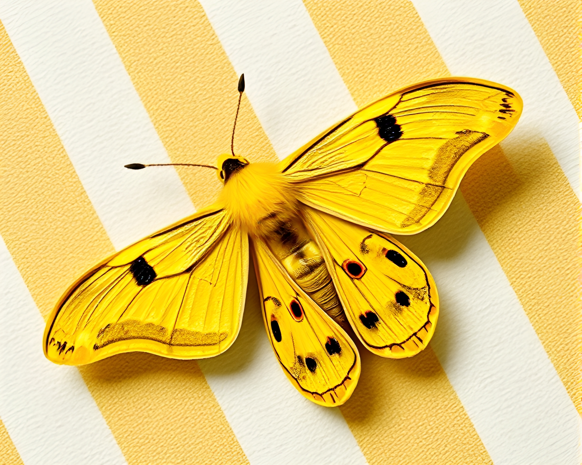 Striped Moth in Lemon Light Lithograph – free AI stock image