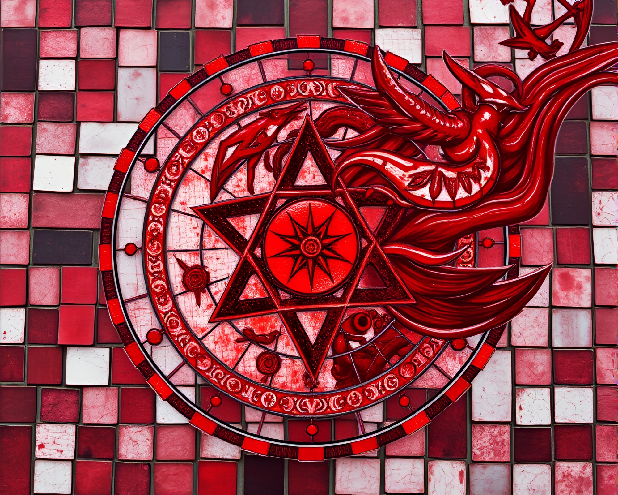 Esoteric Sigil Unleashes Ruby Mosaic Motion Capture – free AI stock image