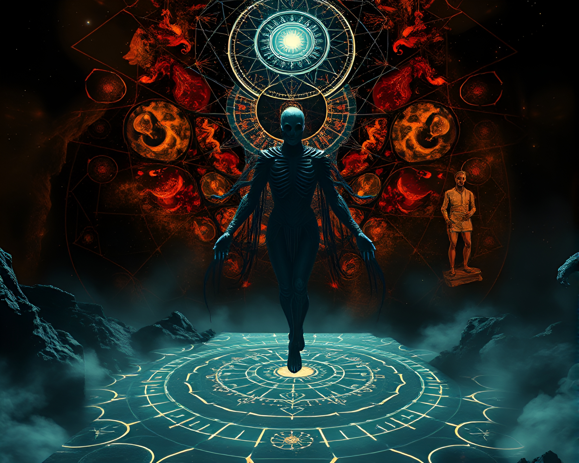 Astral Projection in Graphic Novel Necromantic Shade – free AI stock image