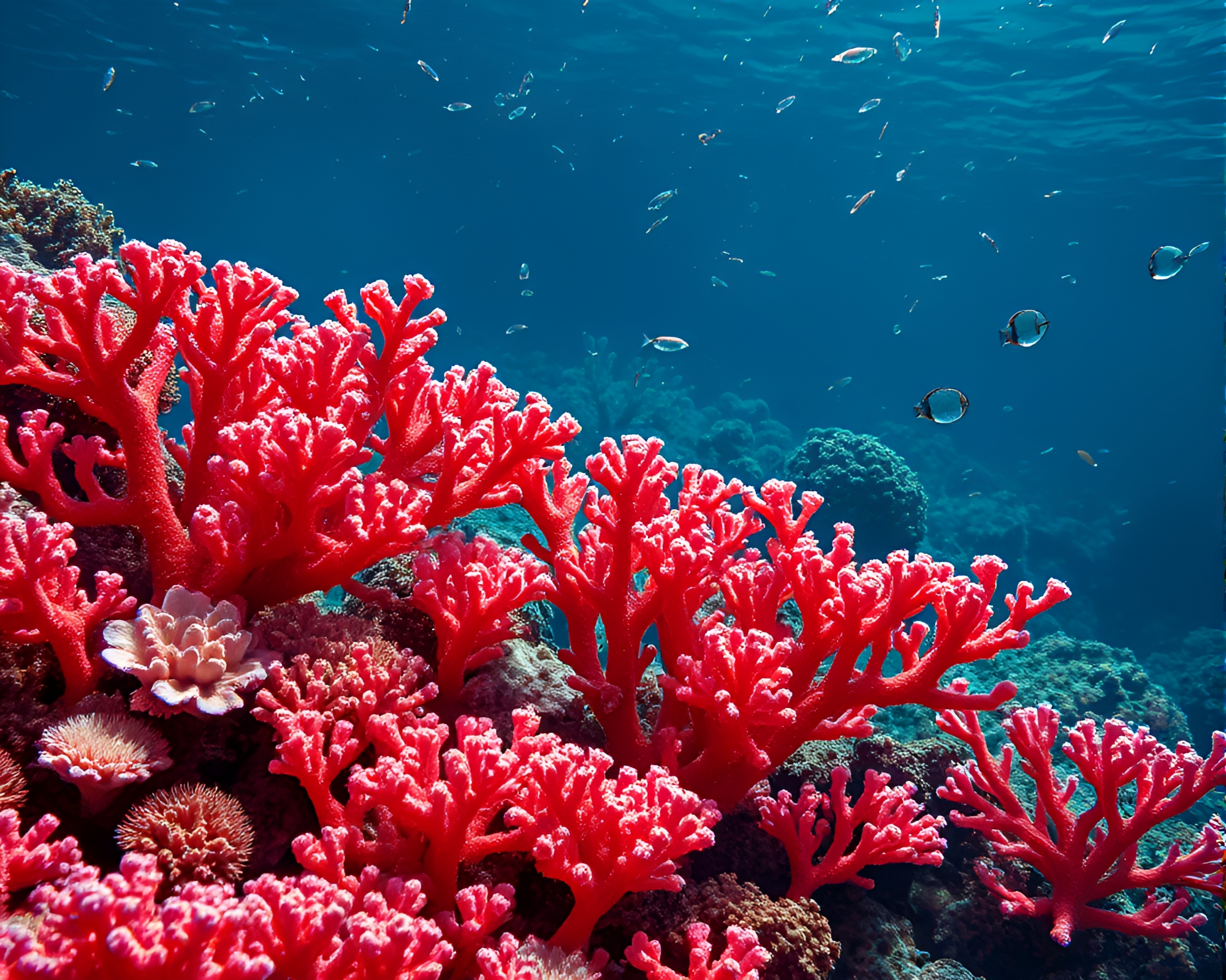 Ethereal Coral Reef with Silver Leaf Accents – free AI stock image