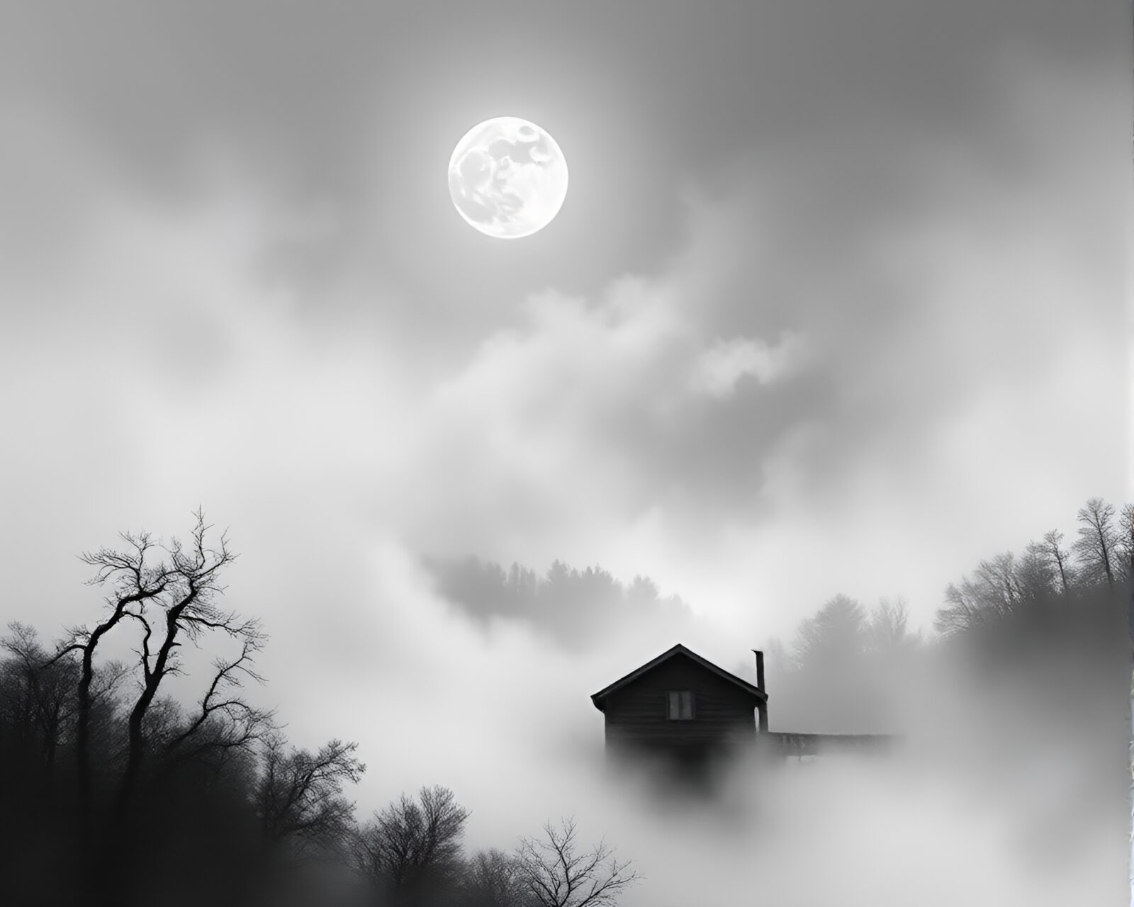 Detailed engraving of a ghostly banshee in misty surroundings