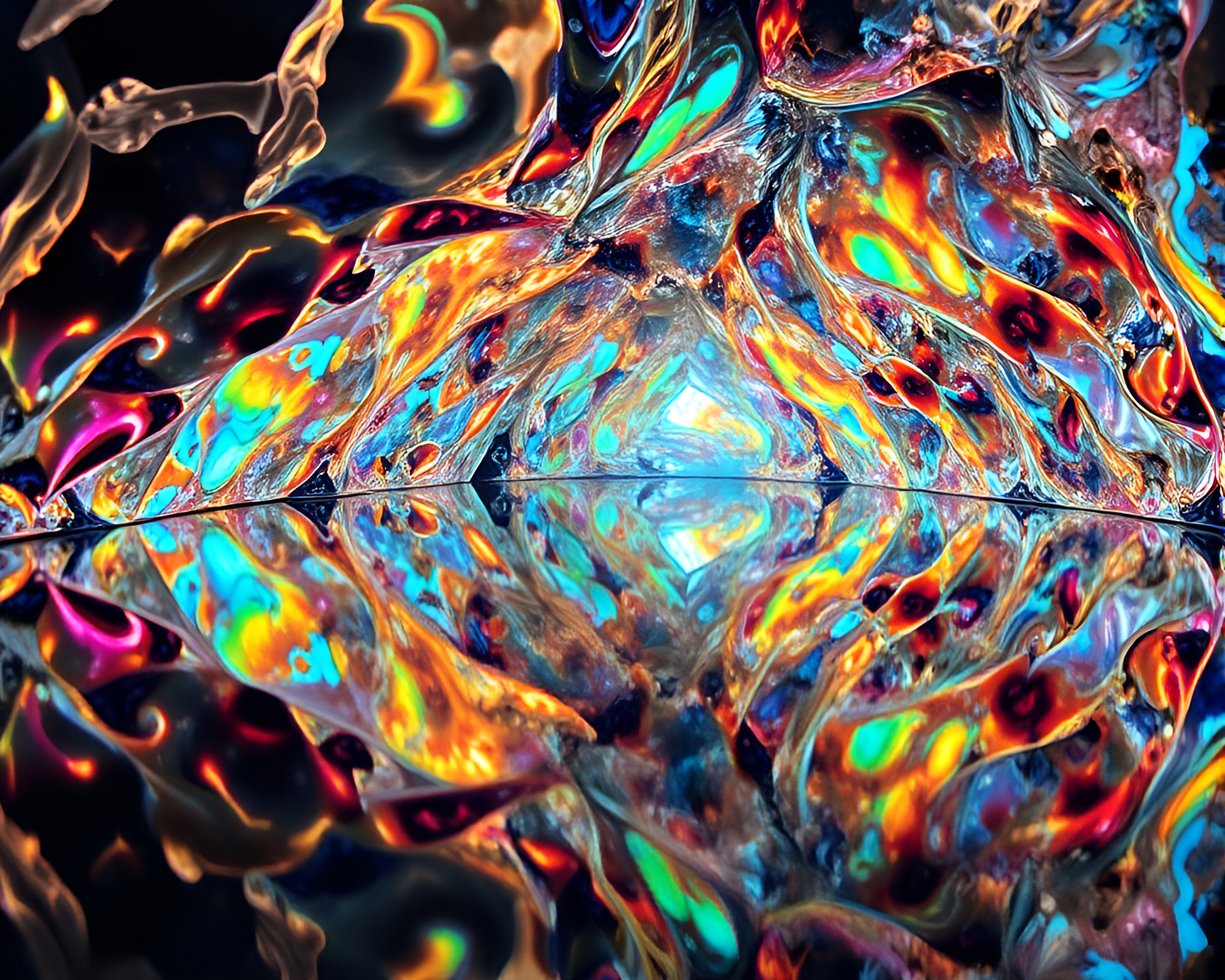 Ethereal Op Art Cavern with Mirror Symmetry – free AI stock image