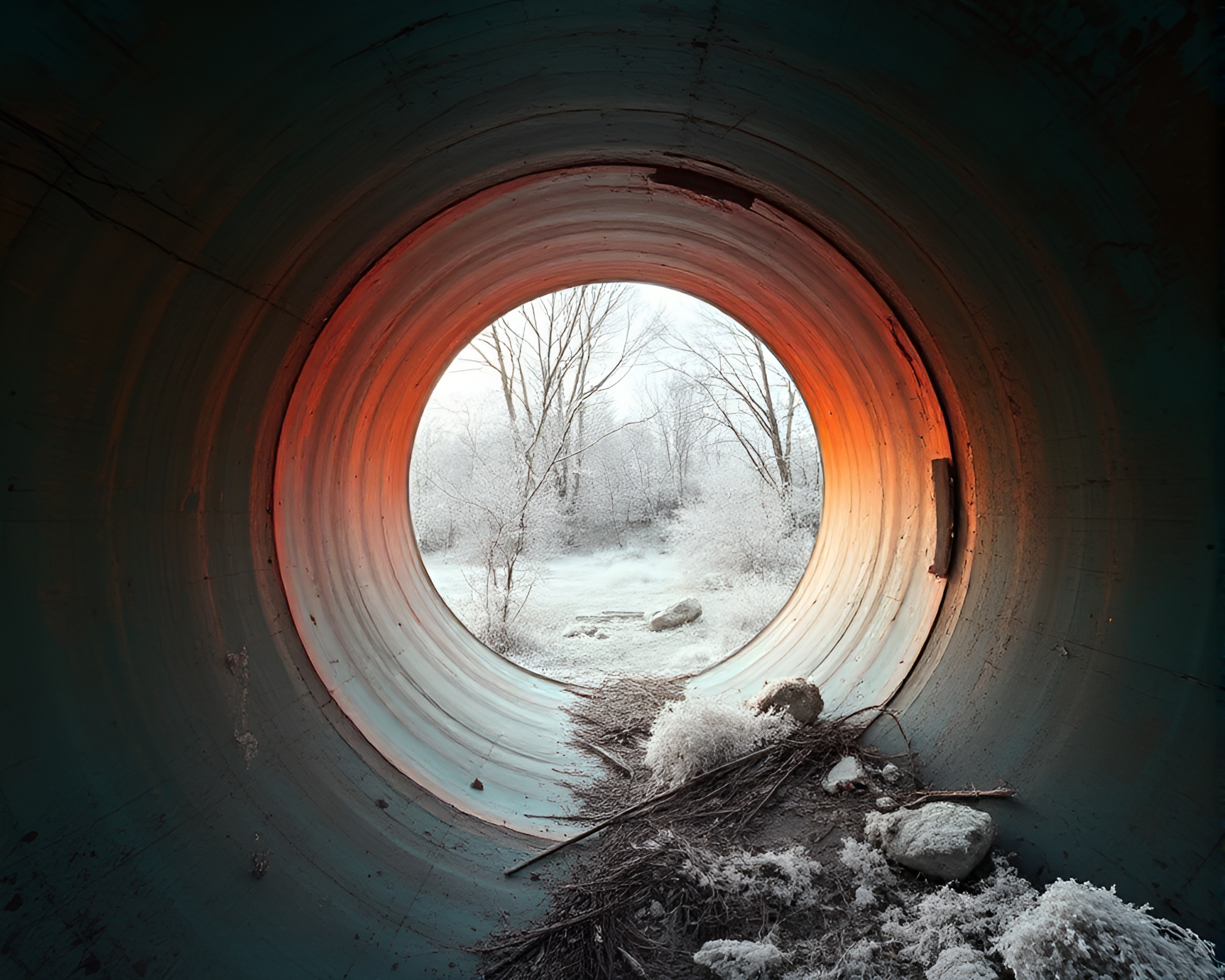 Copper Wormhole Generator in Savannah Desert – free AI stock image