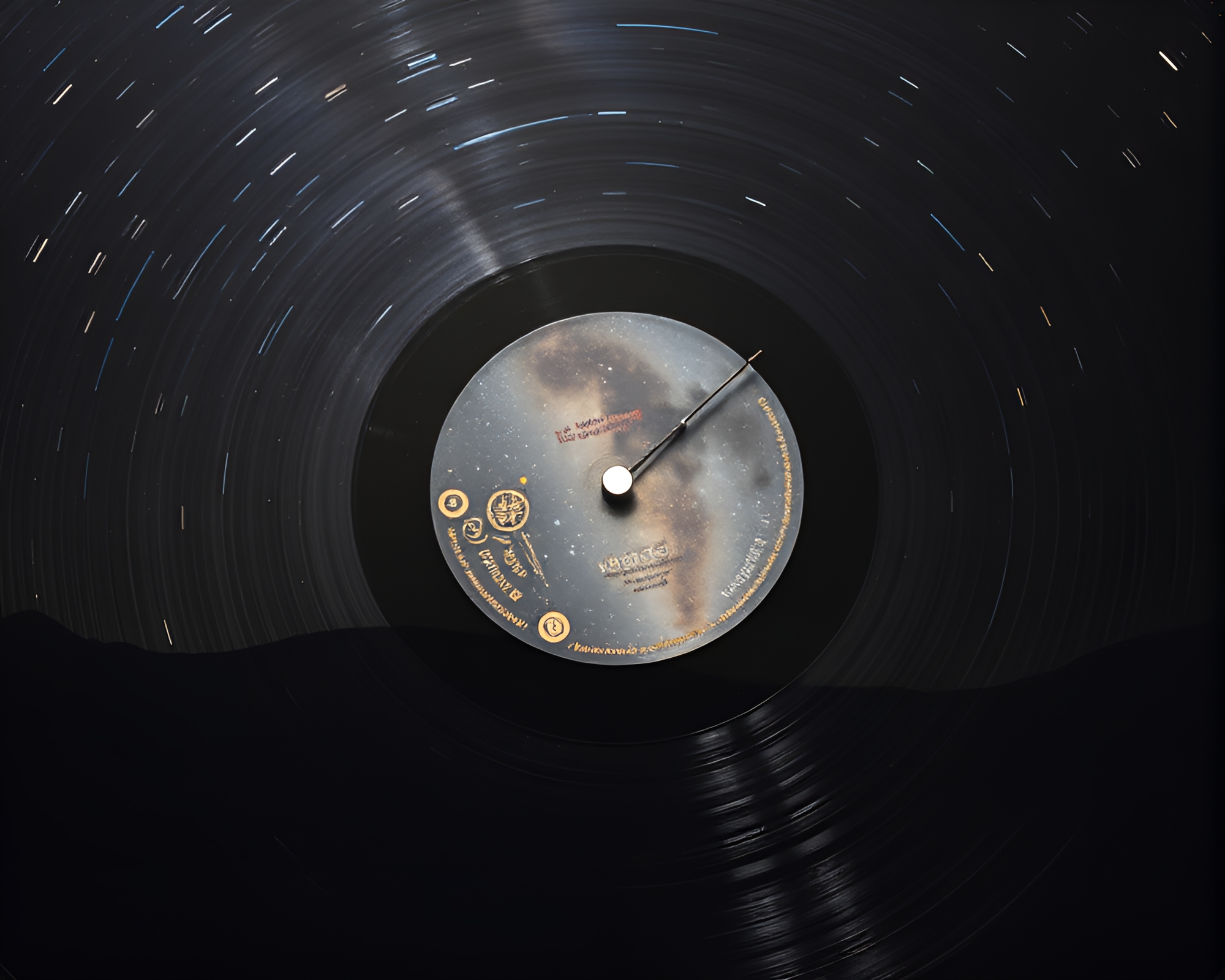 Cosmic Vinyl Symphony Etched in Milky Way Skies – free AI stock image