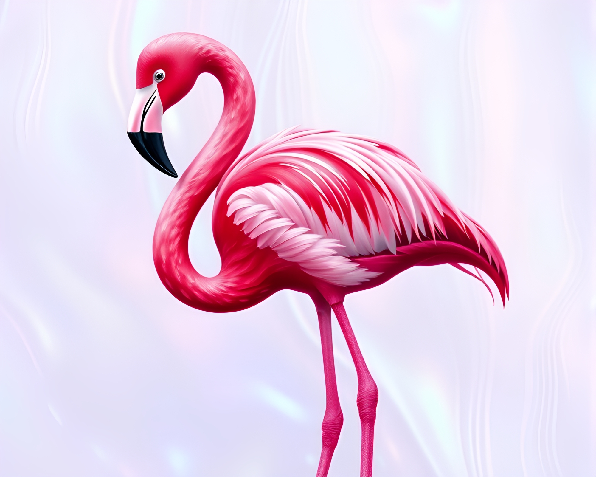 Elegant Flamingo in Iridescent Material Design – free AI stock image