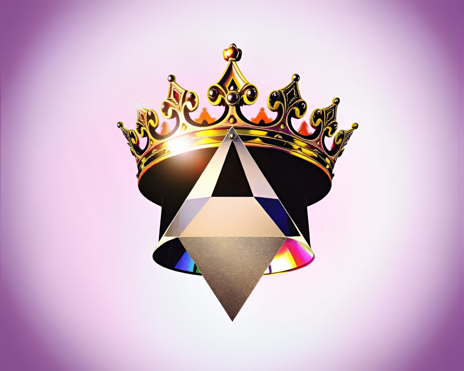 Gorgeous crown made of rainbow halftone patterns and light beams